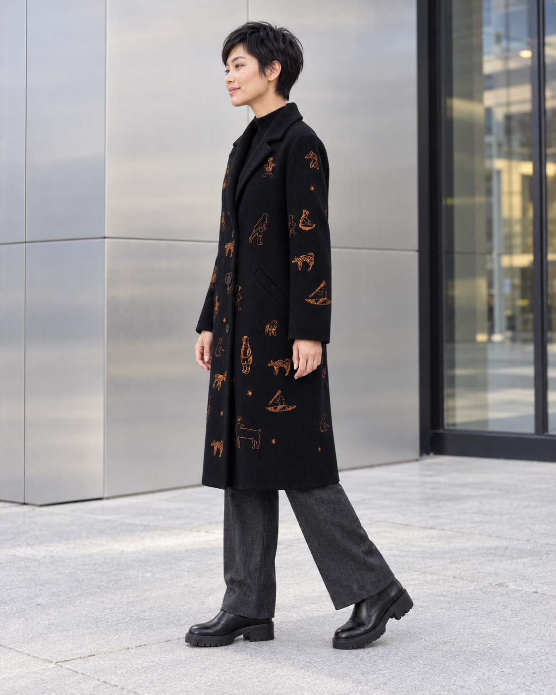Arctic Joy Embroidered Felt Coat