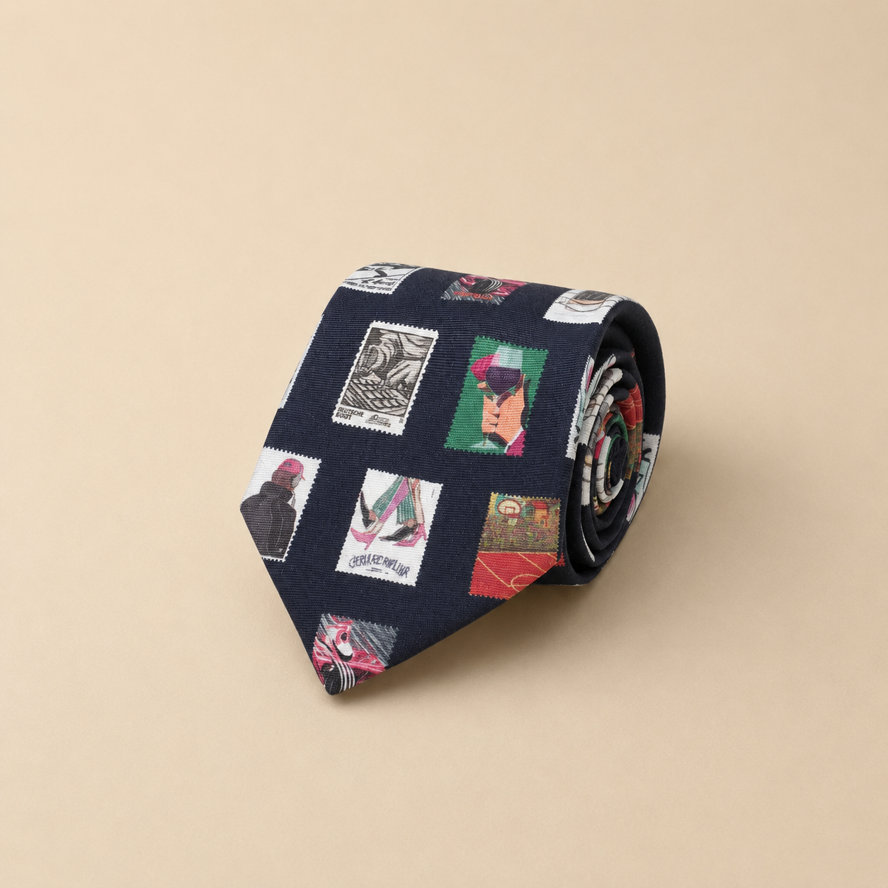 Stamp AOP Tie - Dark Navy Blue