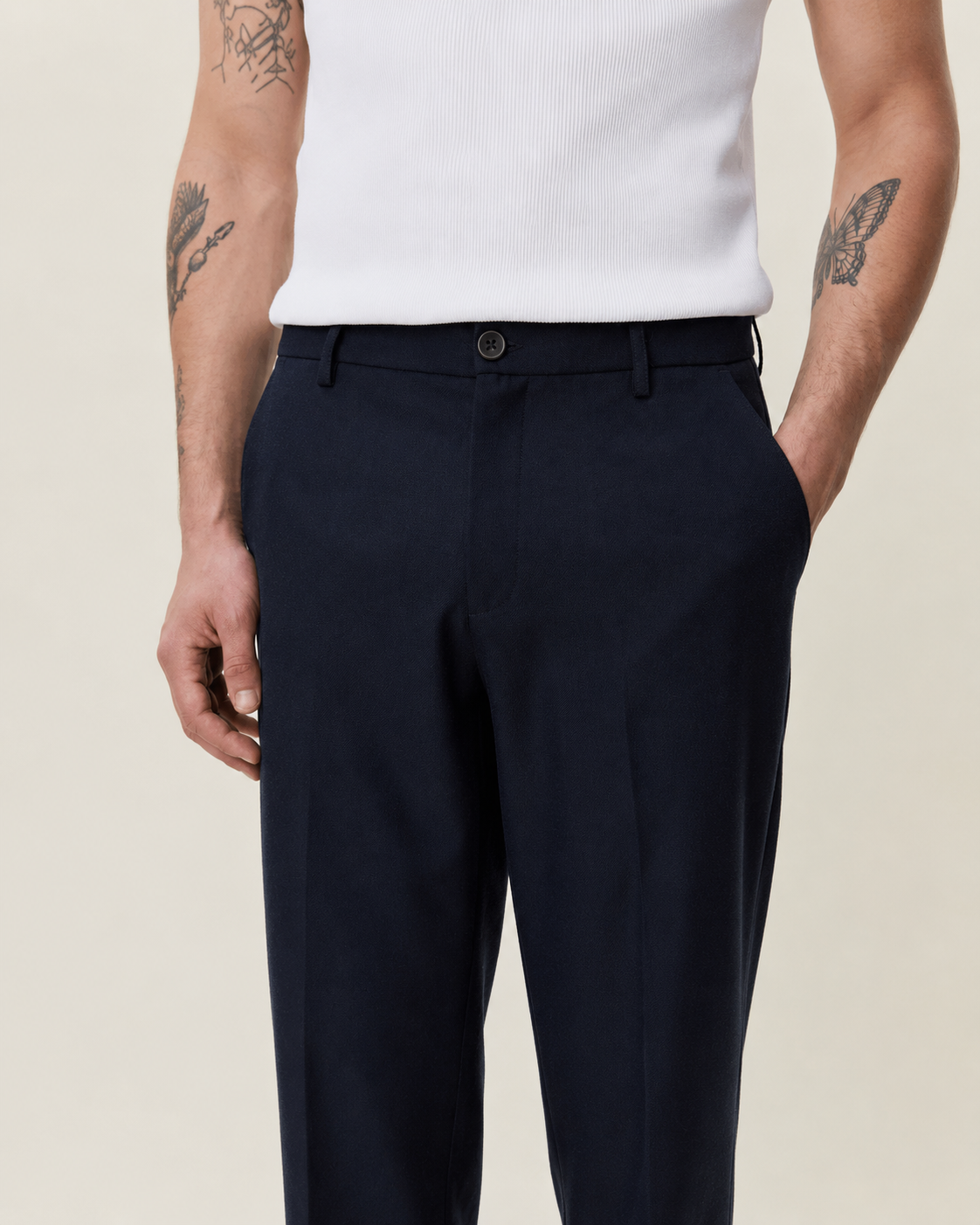 Brushed Twill Reg Suit Pants - Dark Navy Blue
