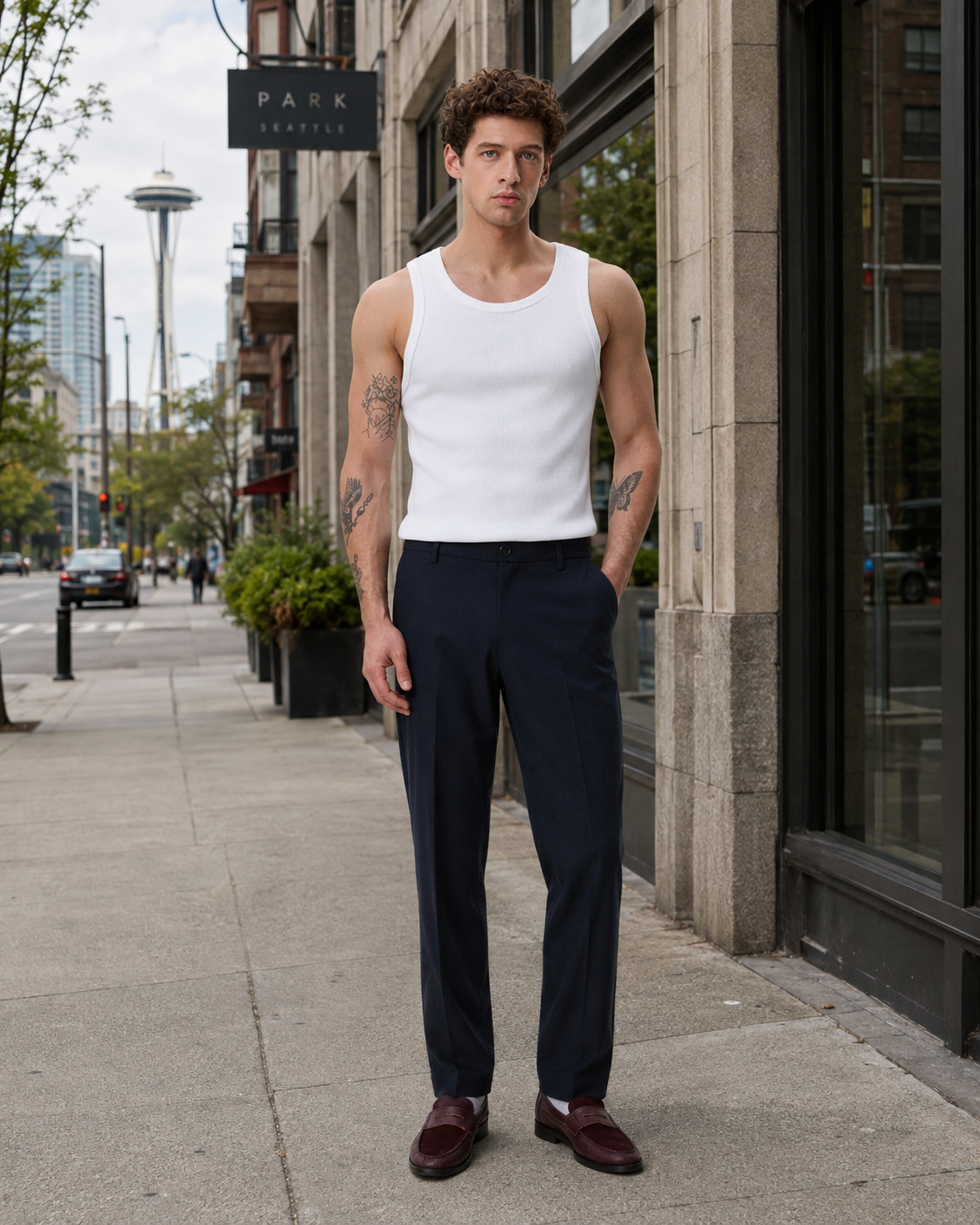 Brushed Twill Reg Suit Pants - Dark Navy Blue