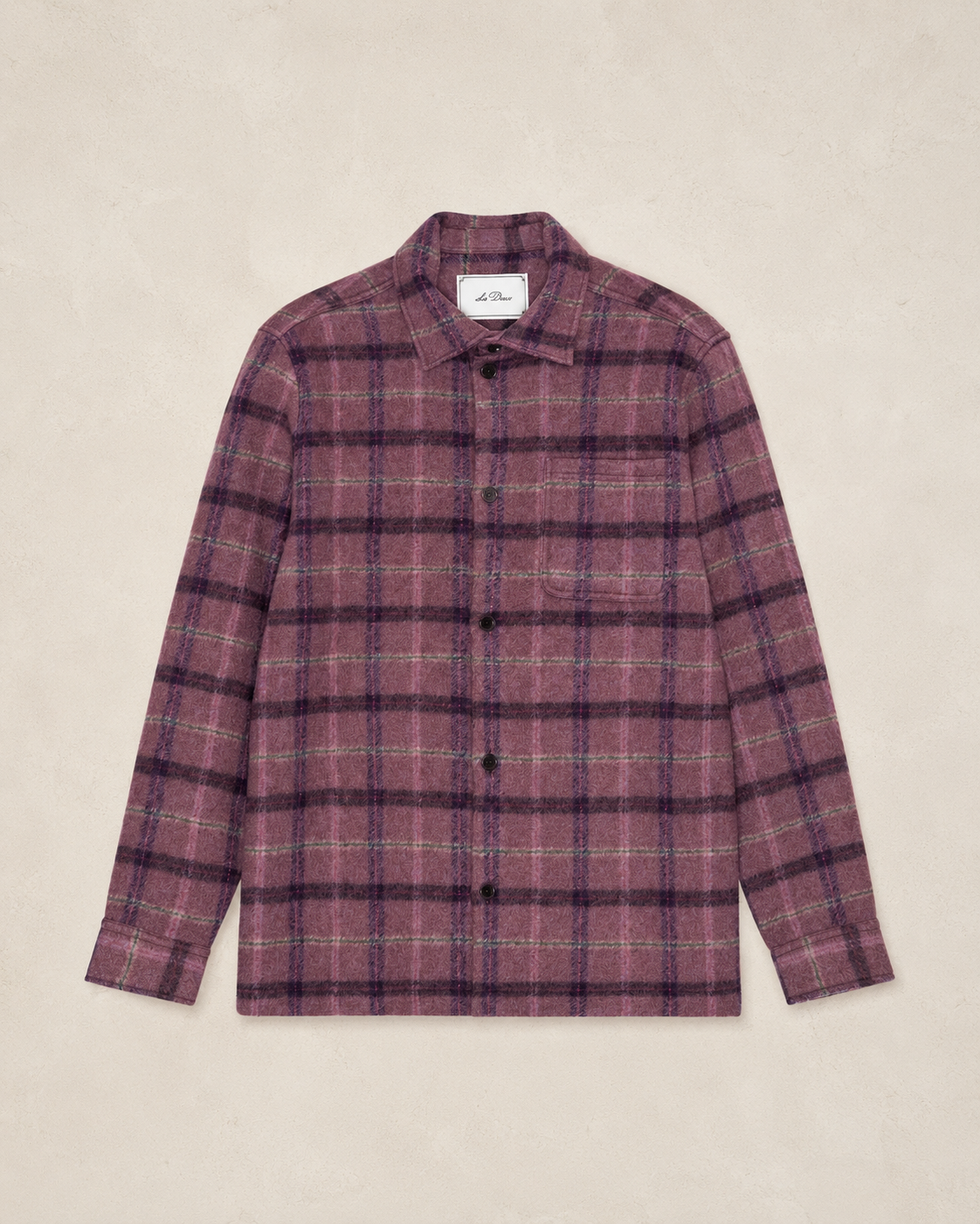 Check Wool Overshirt - Crocus Pink