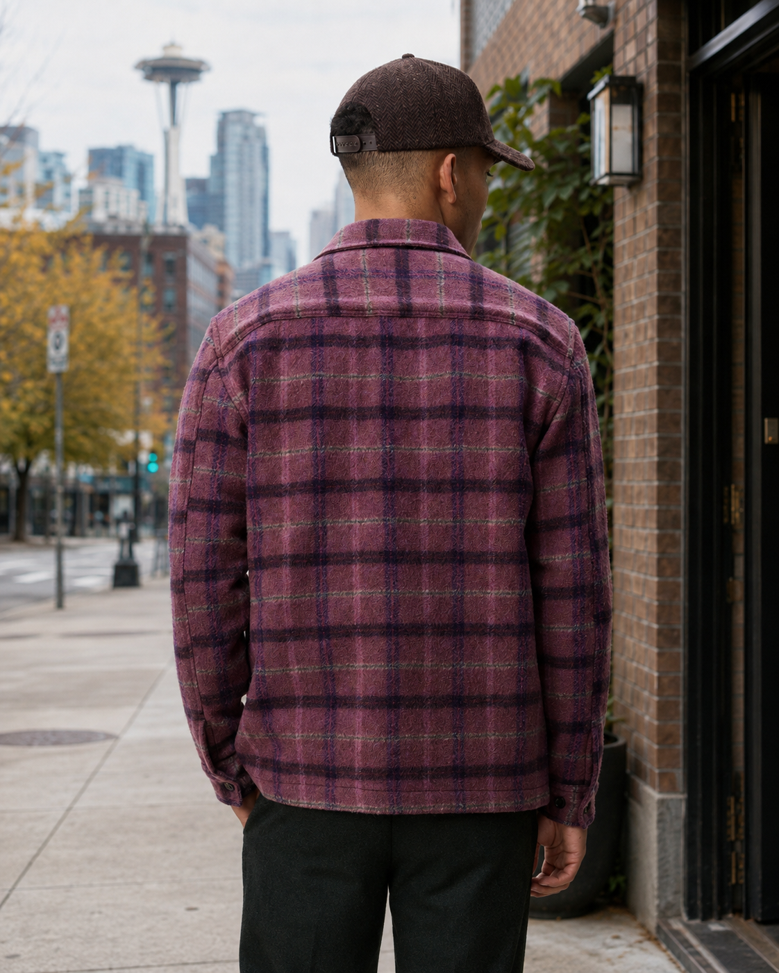 Check Wool Overshirt - Crocus Pink