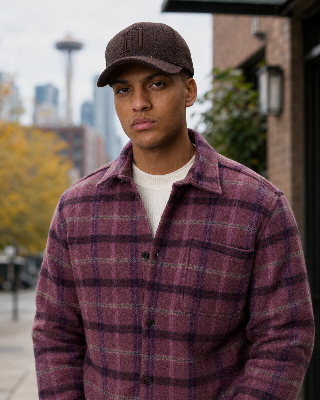 Check Wool Overshirt - Crocus Pink