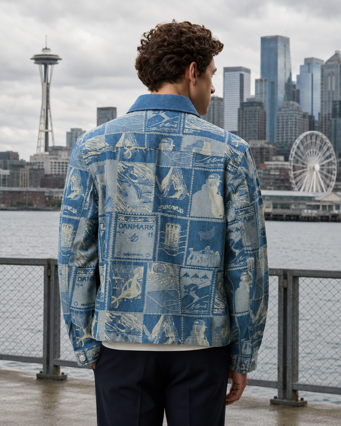 Stamp Jacquard Jacket - Denim Blue