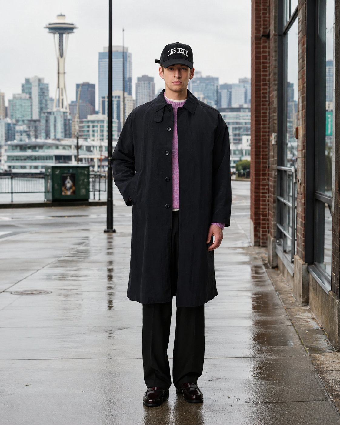 Shiny Long Coat - Black