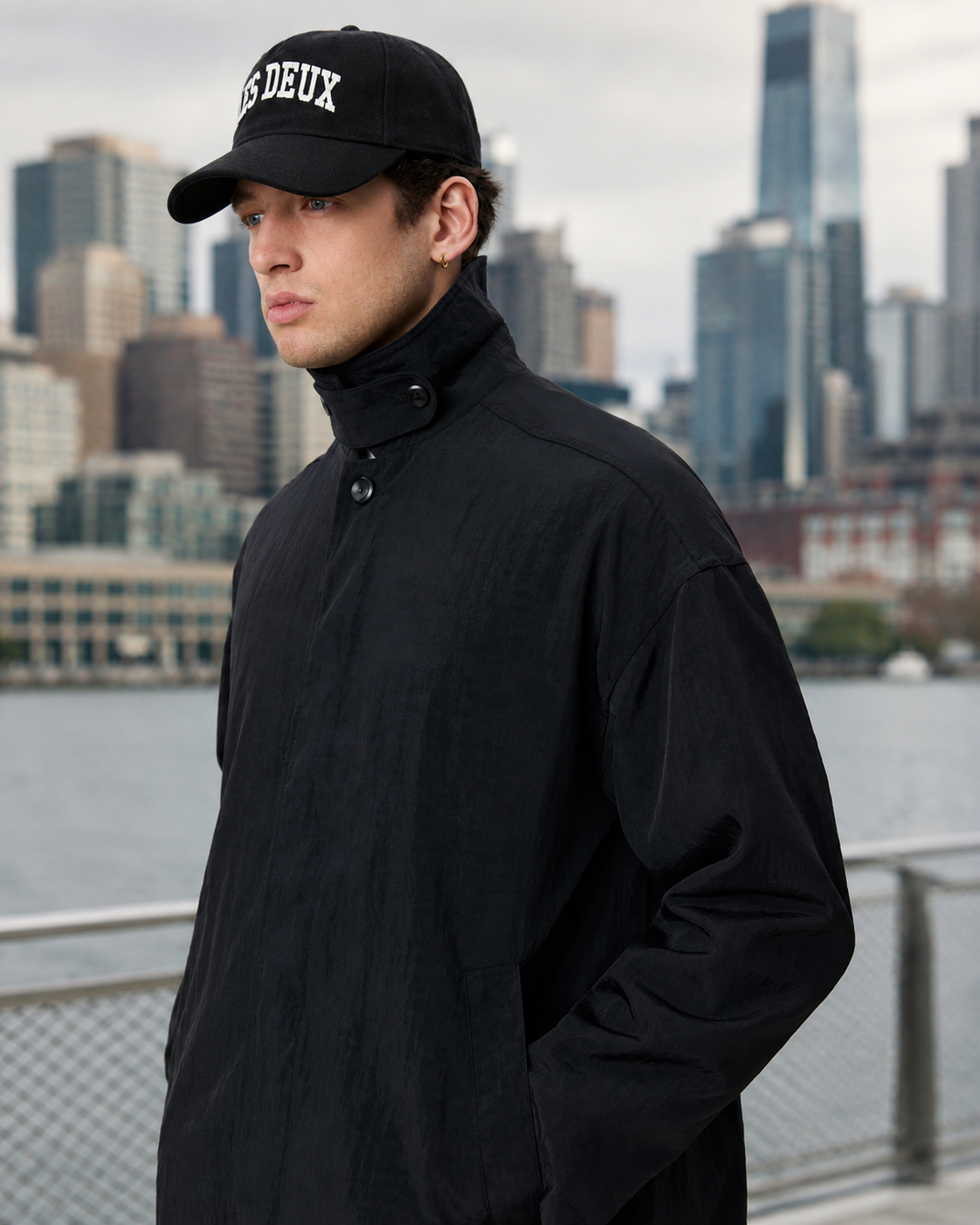 Shiny Long Coat - Black