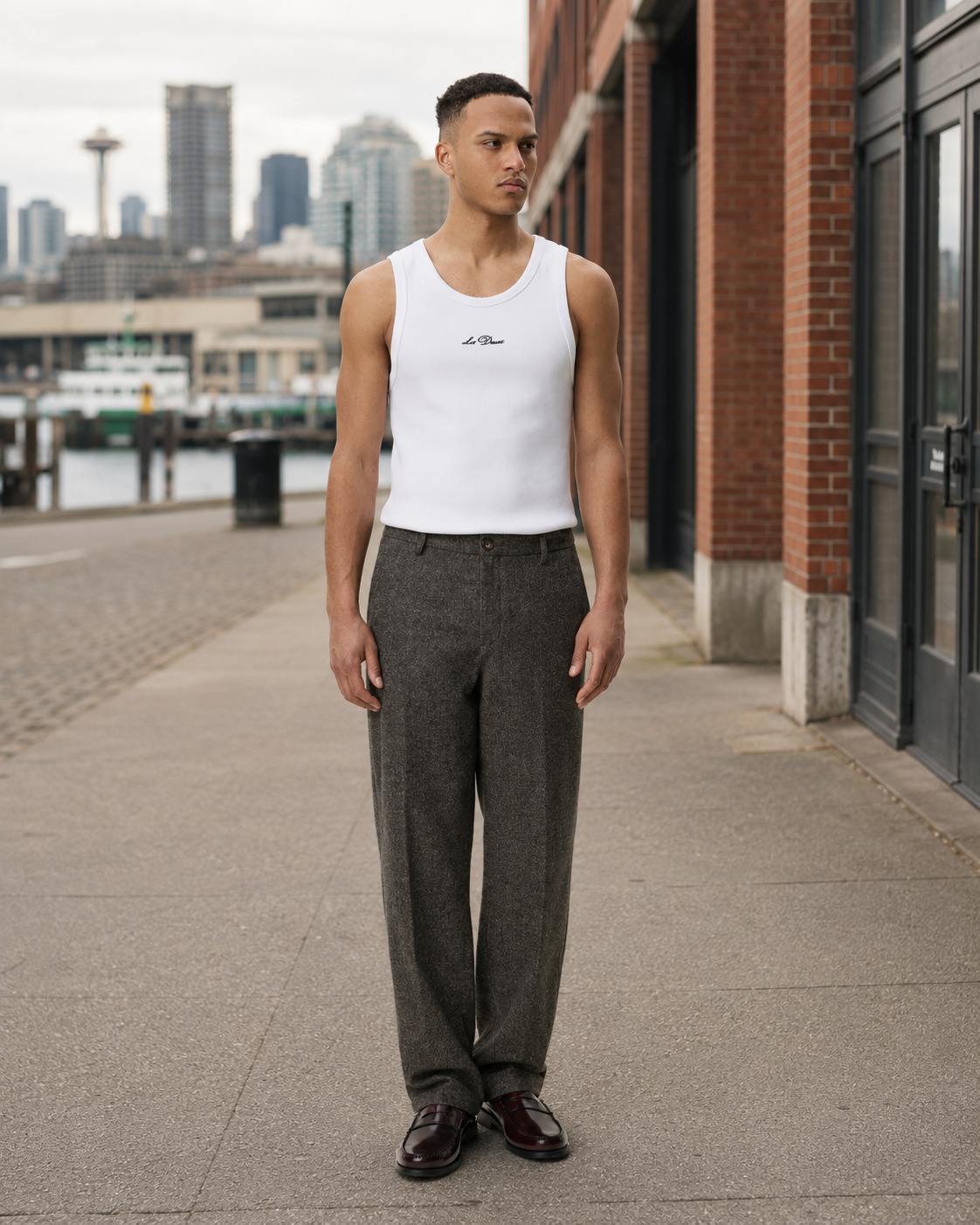 Wool Melange Slack Pants - Caribou