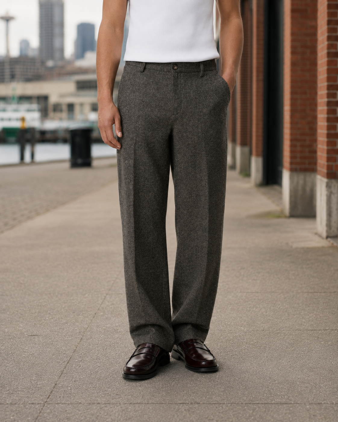 Wool Melange Slack Pants - Caribou