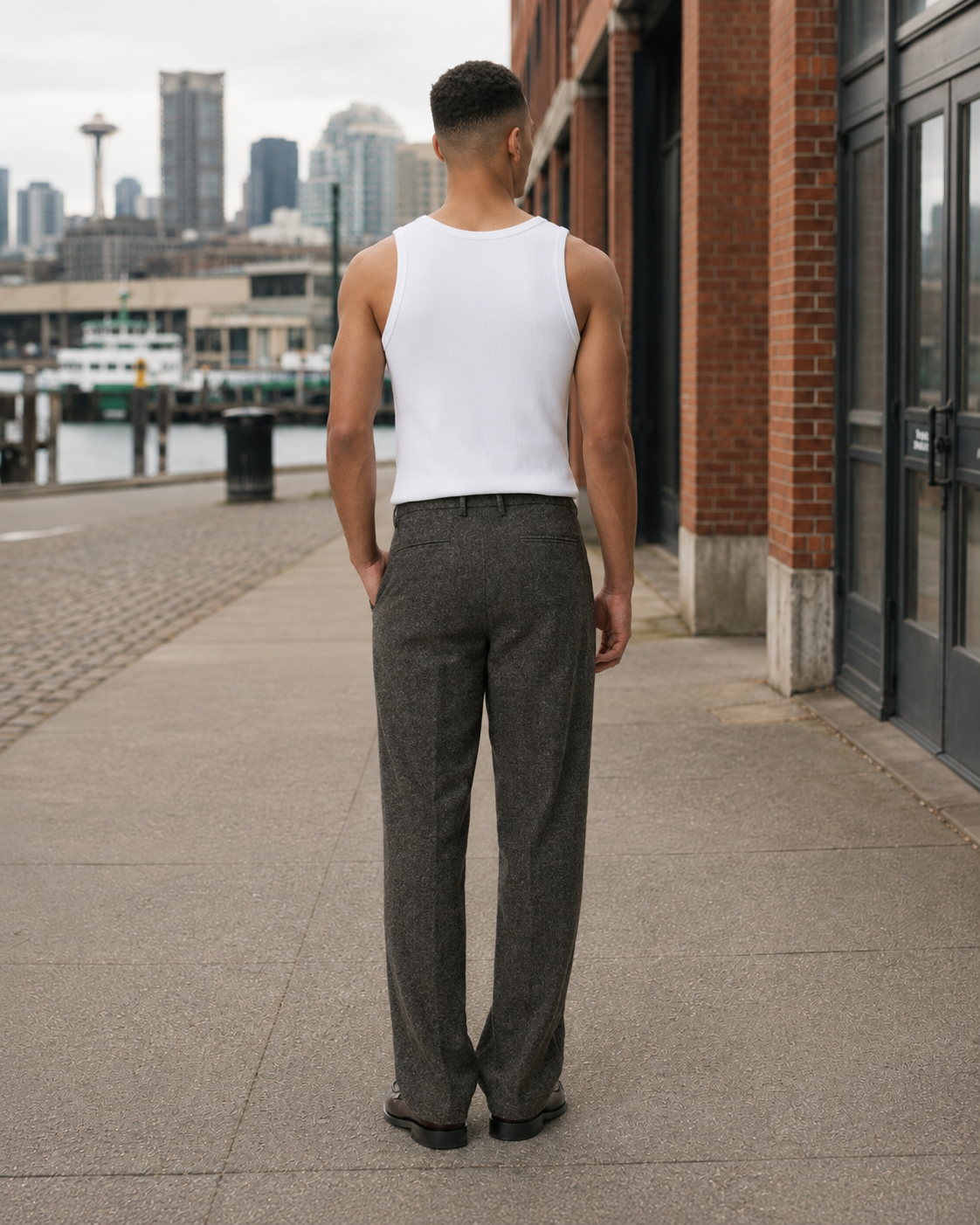 Wool Melange Slack Pants - Caribou
