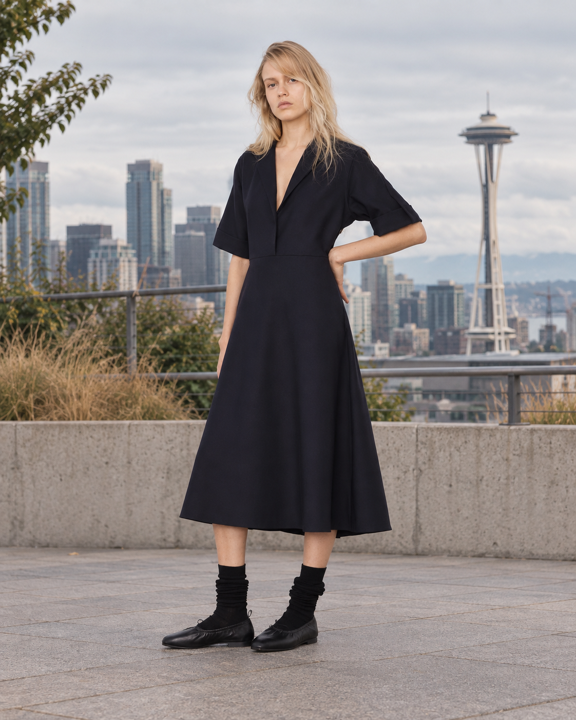 Azelle Dress Italian Wool Twill