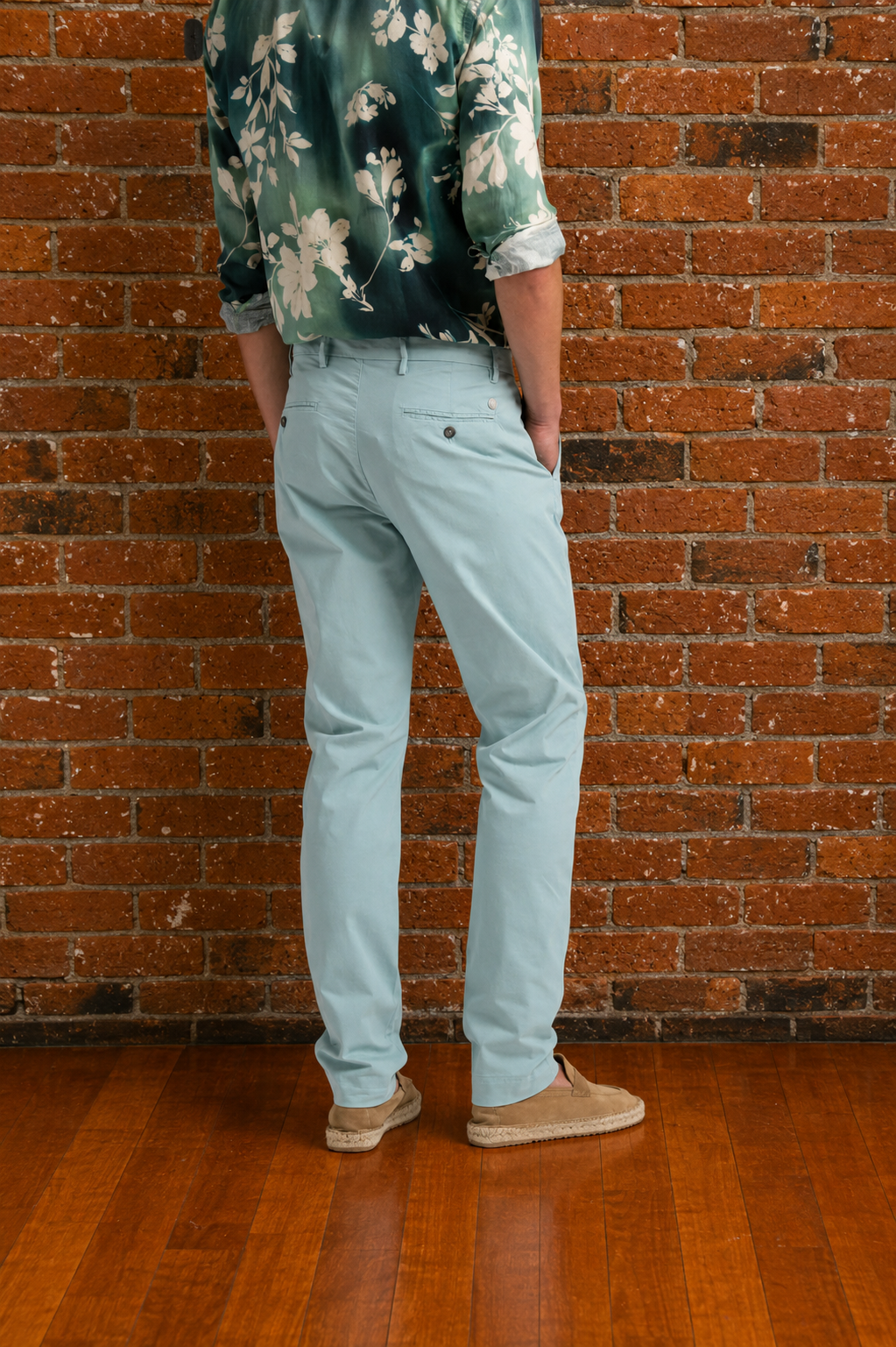 Men's chino pants - Aqua - FLASH
