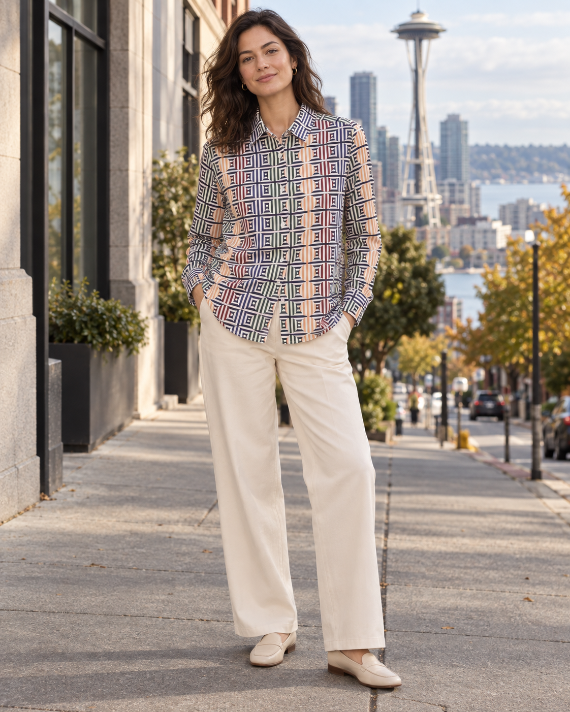 Geometric Circle Print Shirt