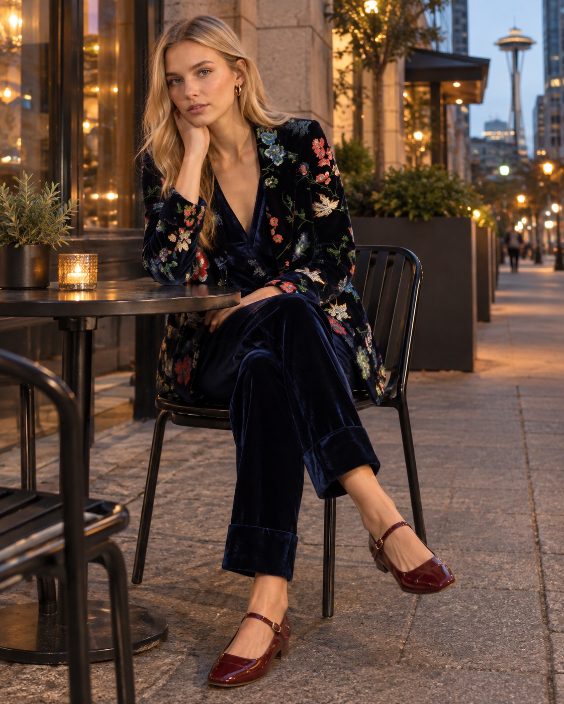 Navy Velvet Trousers