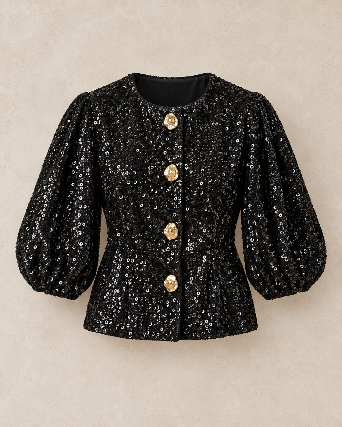 Sequin Balloon Sleeve Jacket