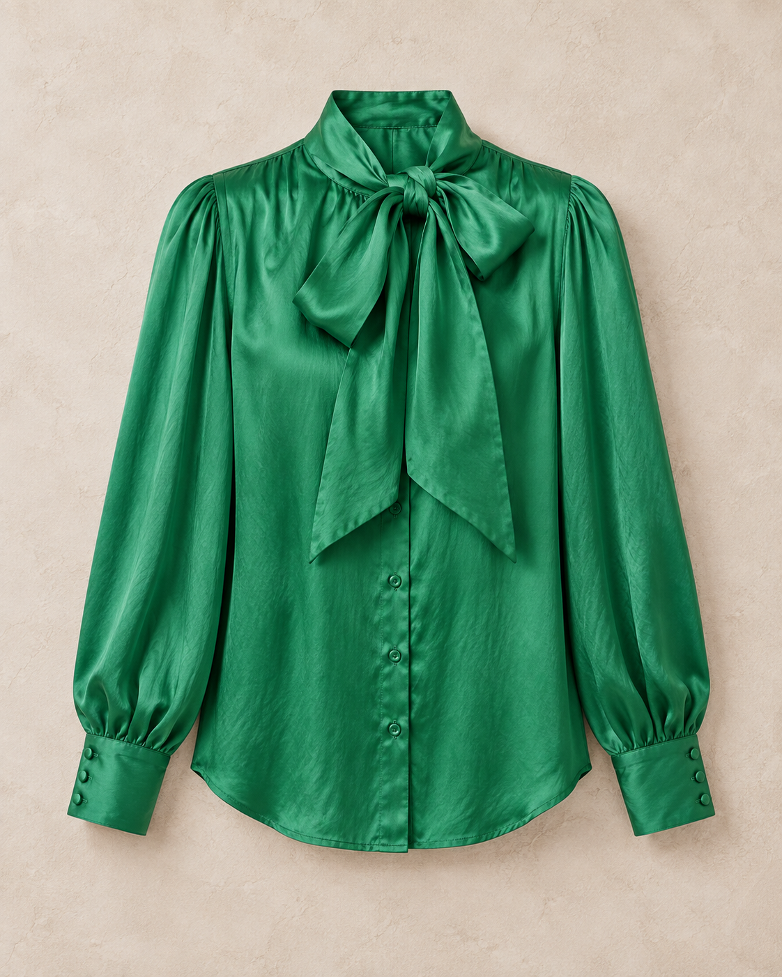 Satin Draped Bow Blouse