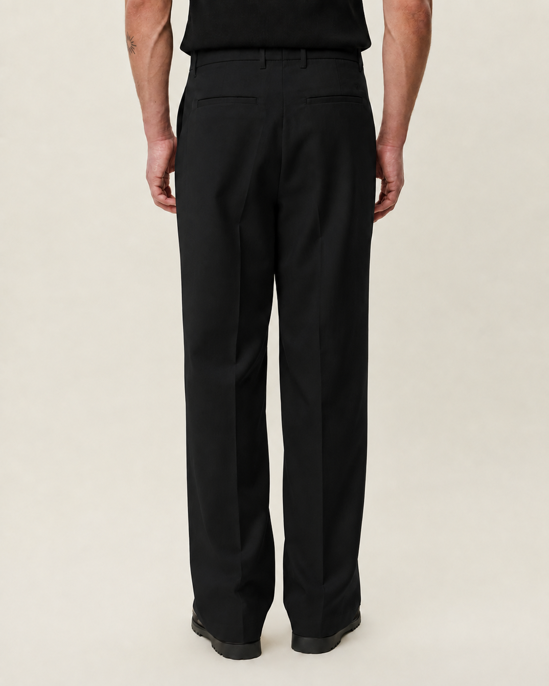 Brushed Twill Tailored Pants - Black