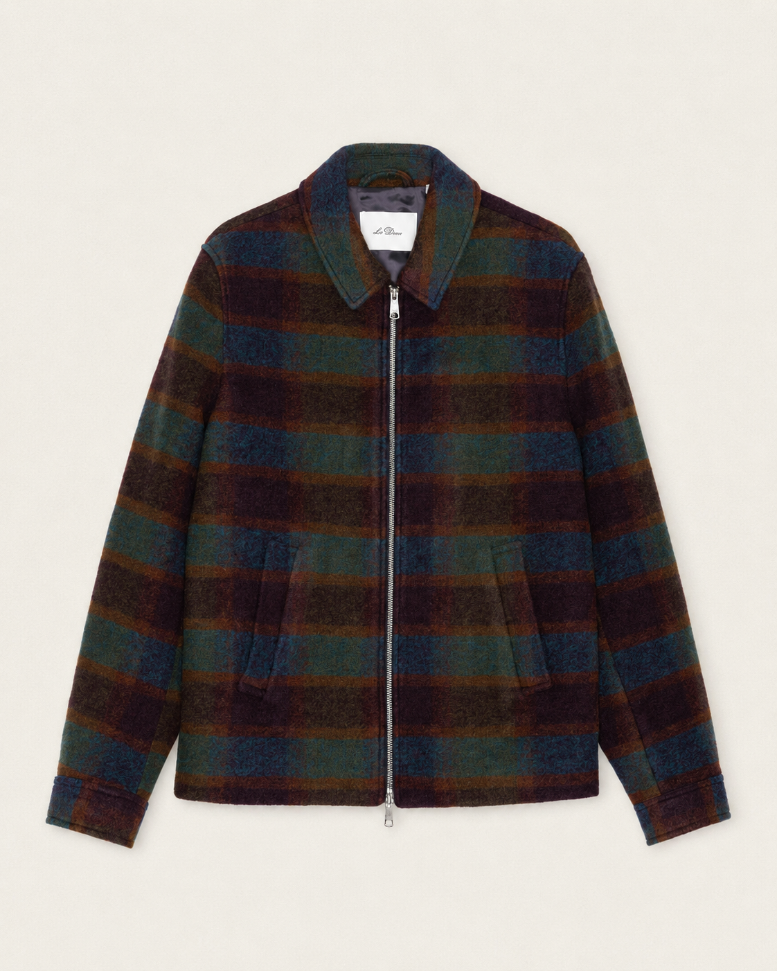 Check Wool Zipper Coach Jacket - Rosin Green