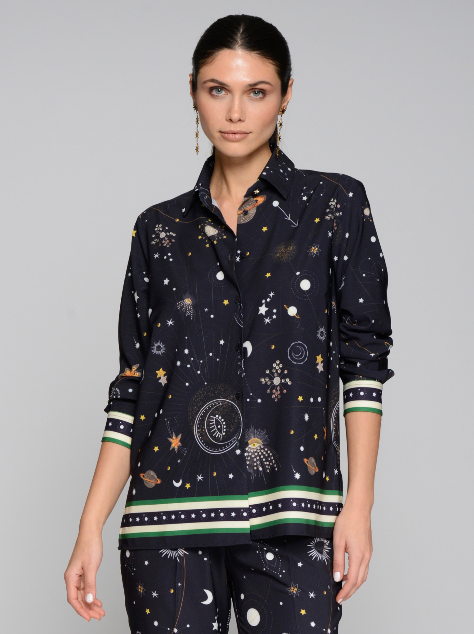 Cosmic Print Stretch Shirt