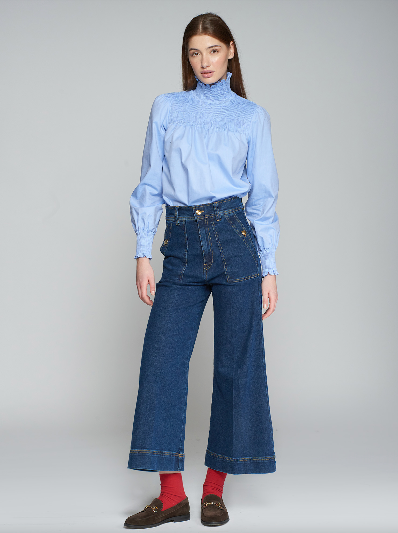 Denim Wide Leg Trouser (Ankle length) Medium Blue Wash