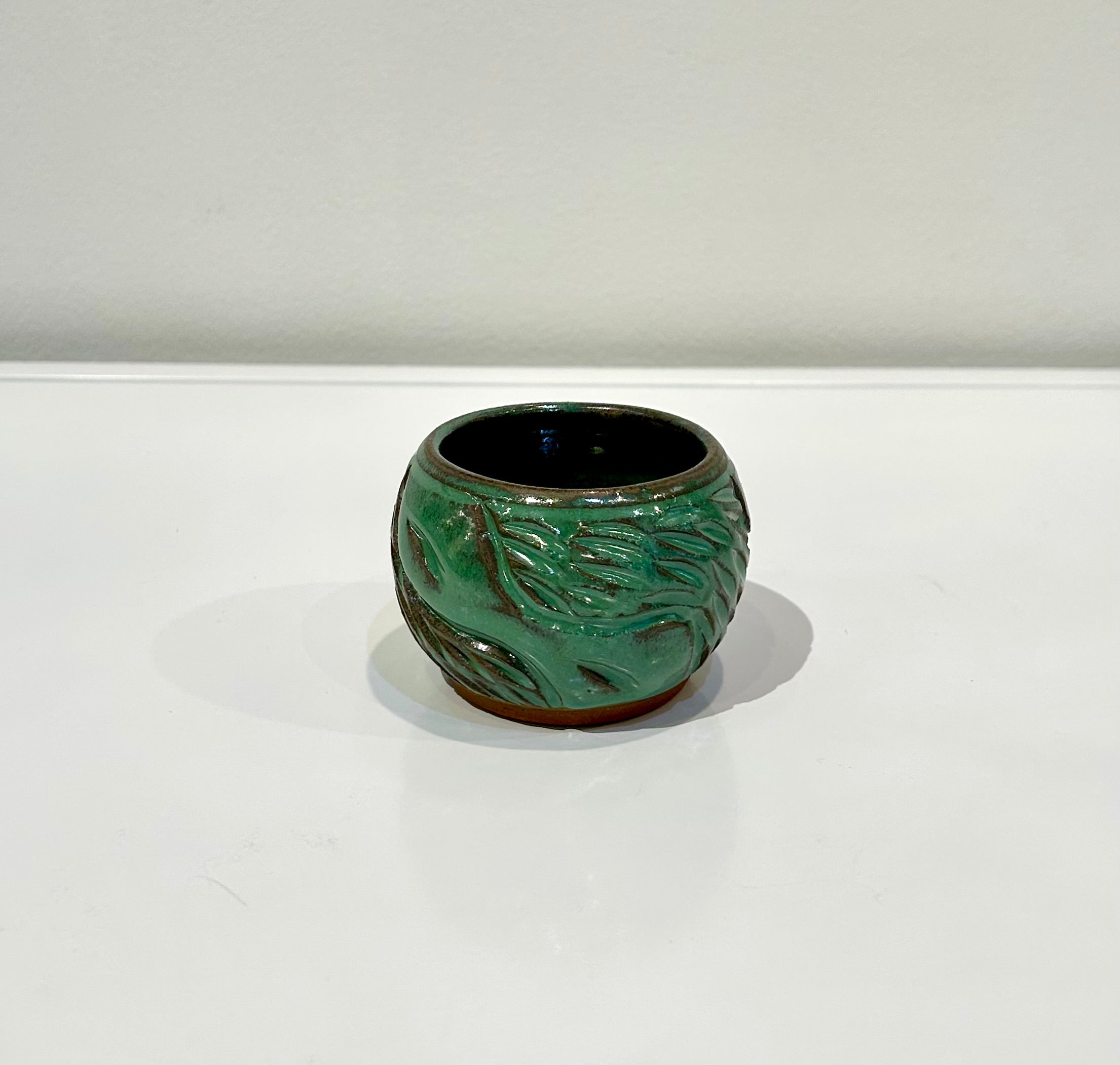 Mini Sage Green Carved Clay Vase by Alice Kay Lee