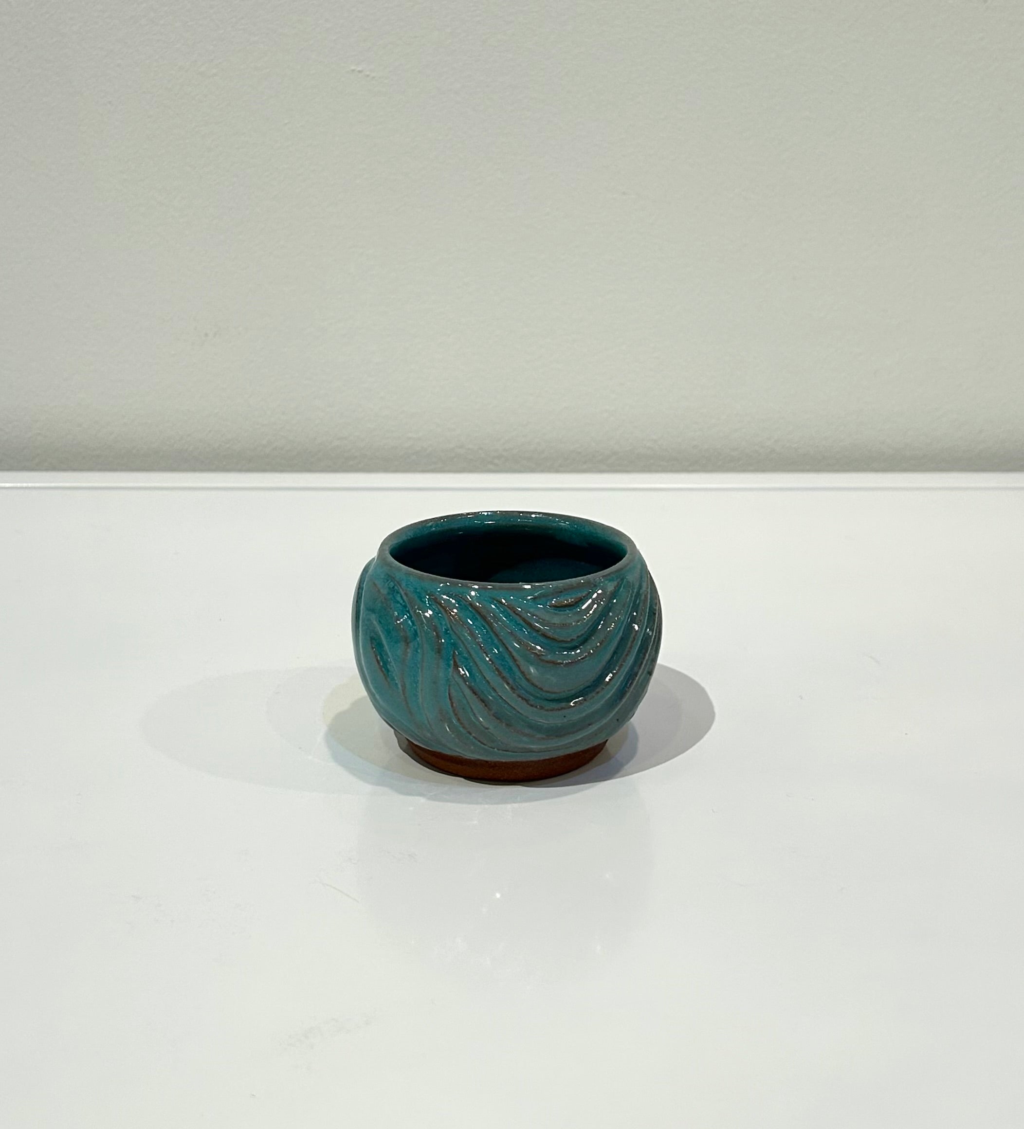 Mini Carved Turquoise Clay Vase by Alice Kay Lee