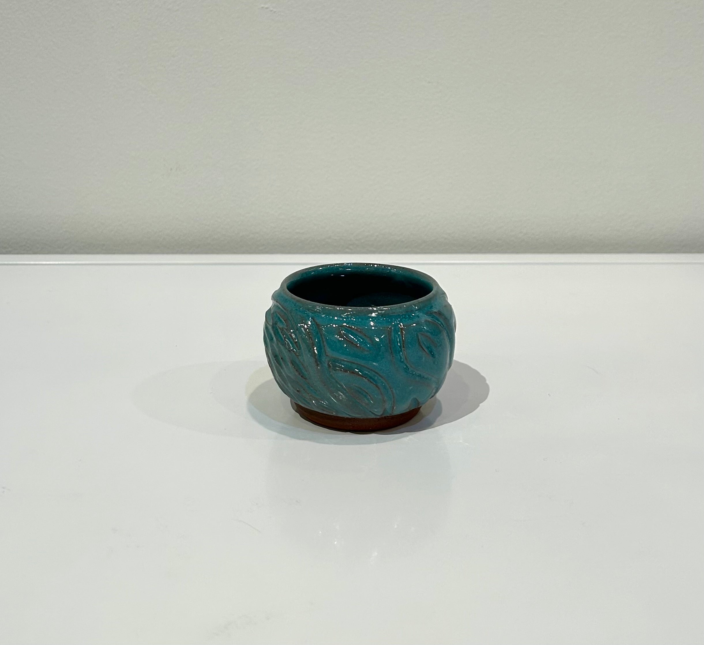 Mini Carved Turquoise Clay Vase by Alice Kay Lee