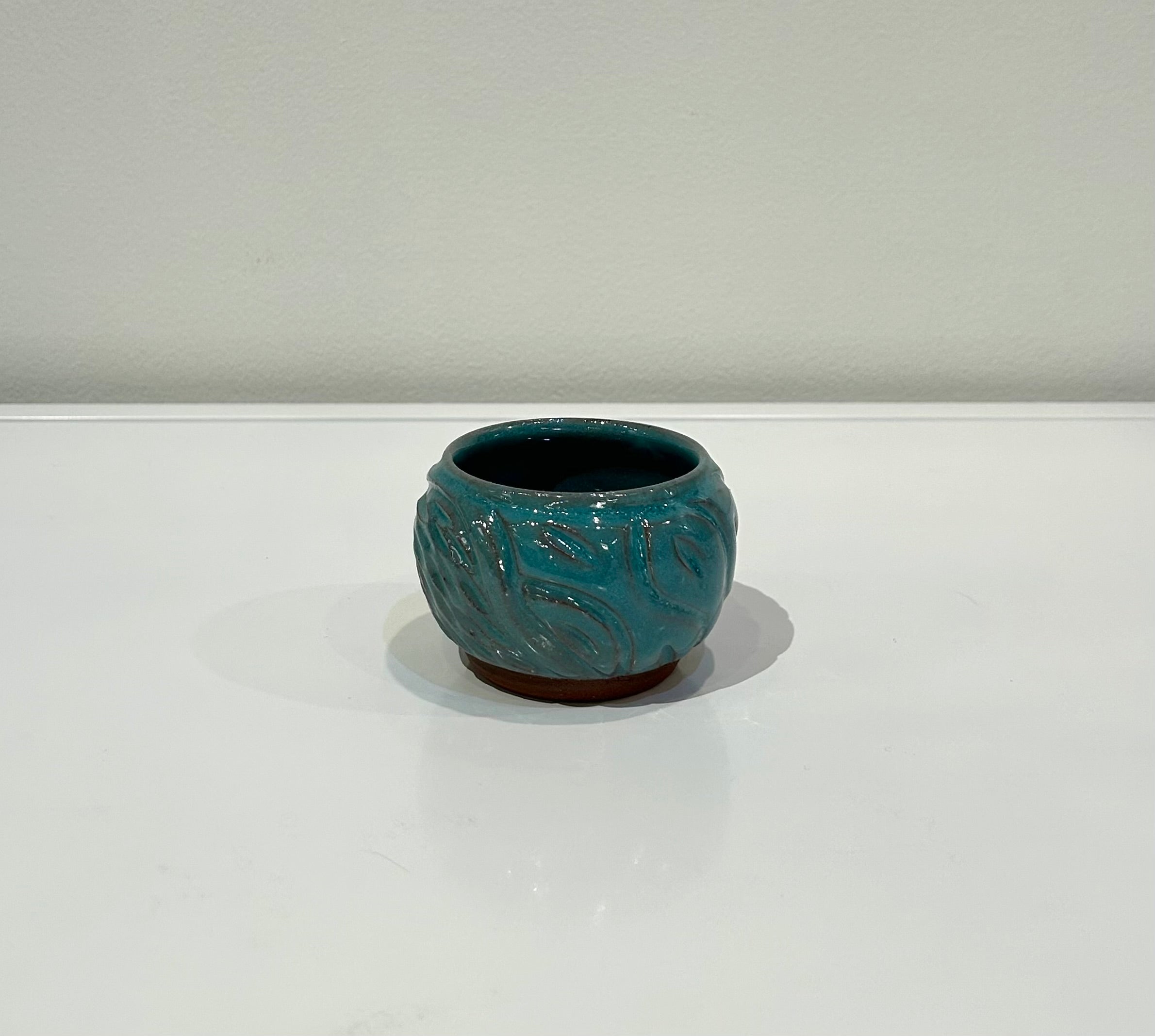 Mini Carved Turquoise Clay Vase by Alice Kay Lee