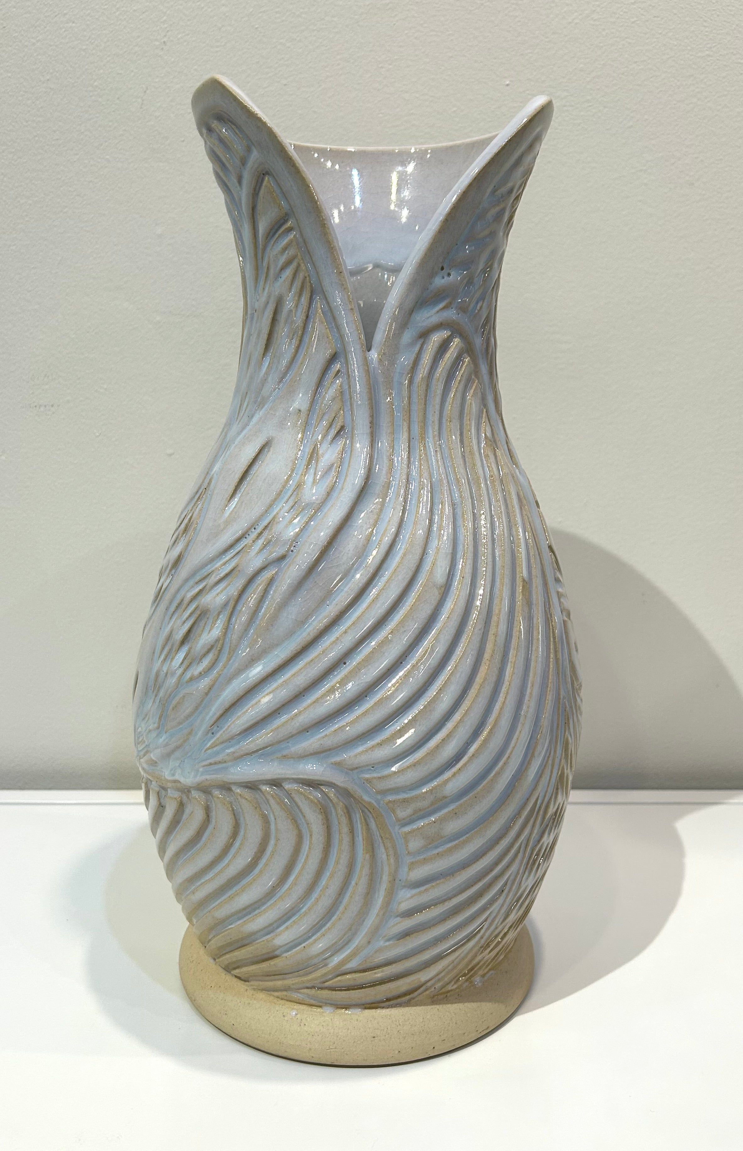 Big Tulip Carved Stoneware Vase by Alice Kay Lee