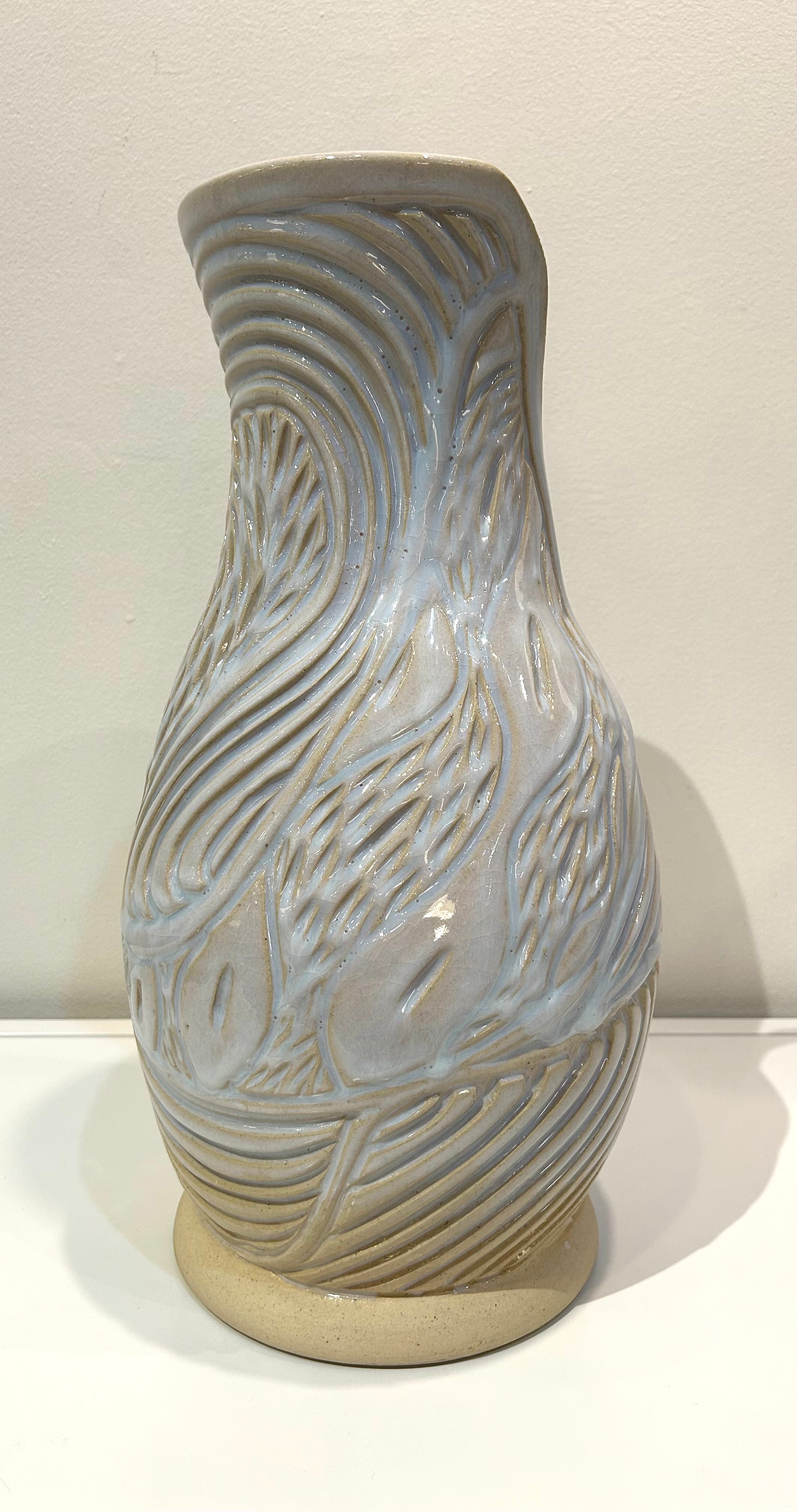 Big Tulip Carved Stoneware Vase by Alice Kay Lee