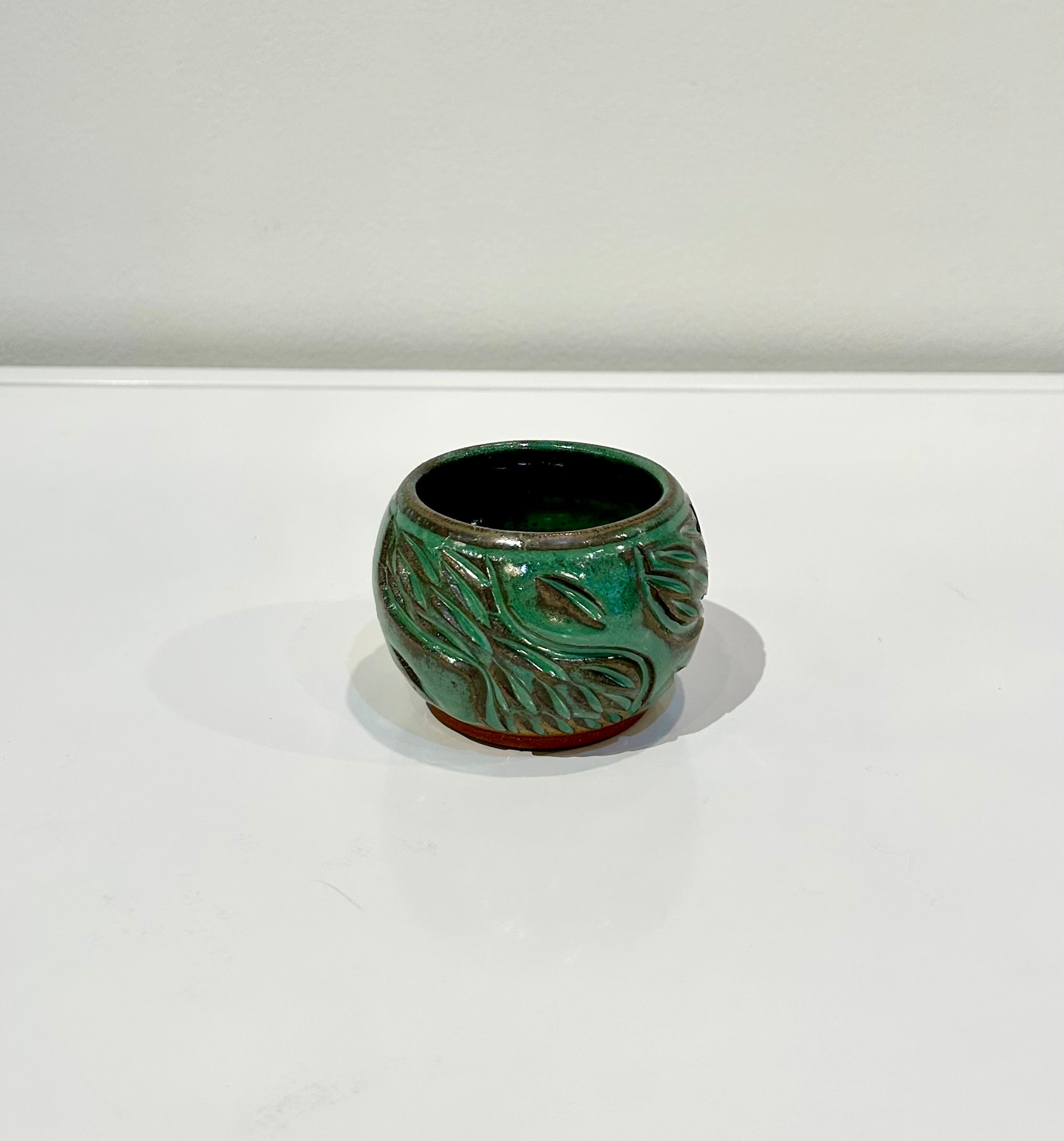 Mini Sage Green Carved Clay Vase by Alice Kay Lee