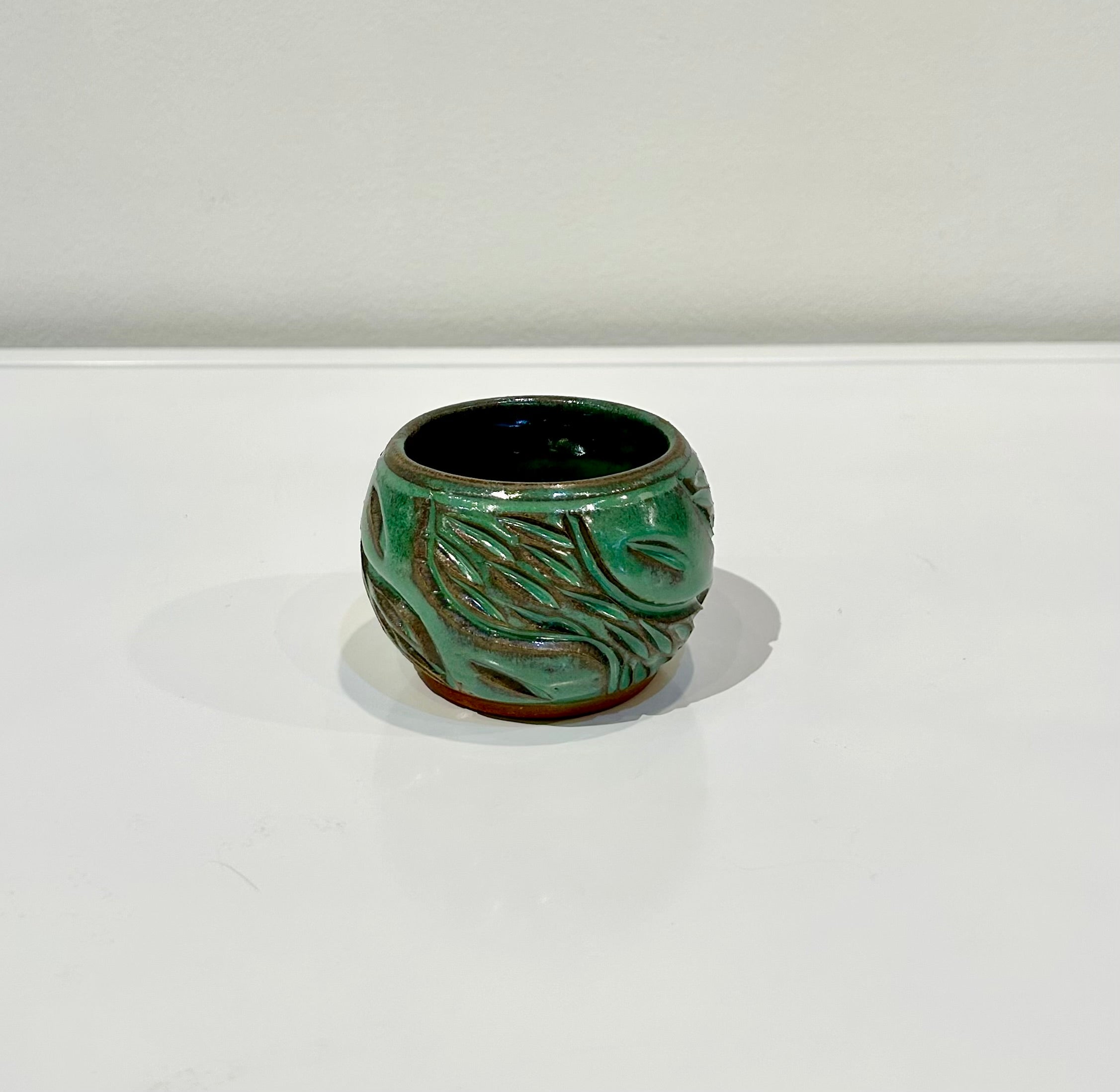 Mini Sage Green Carved Clay Vase by Alice Kay Lee