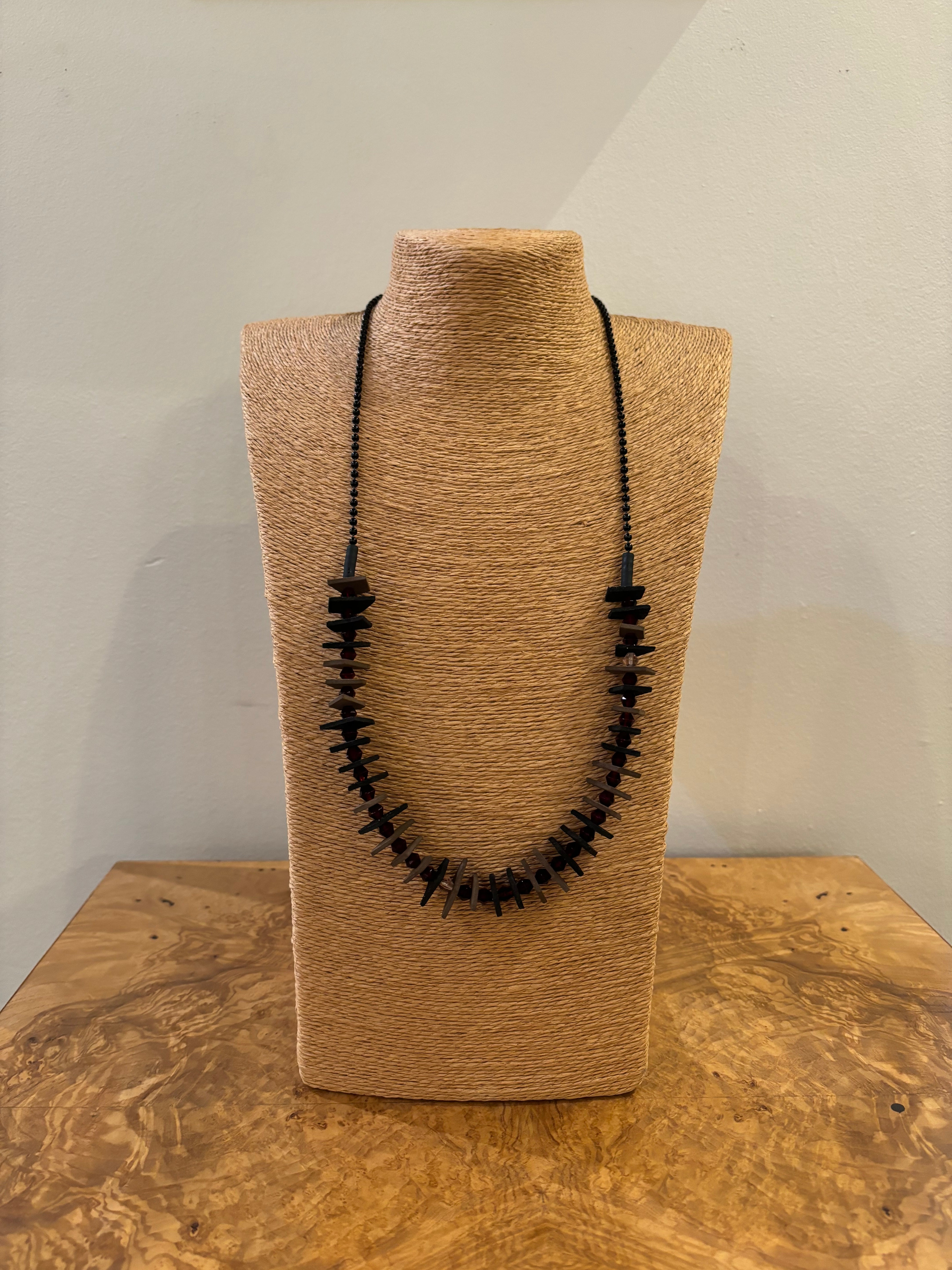 Asymmetrical Foam and Czech Crystal Beaded Necklace