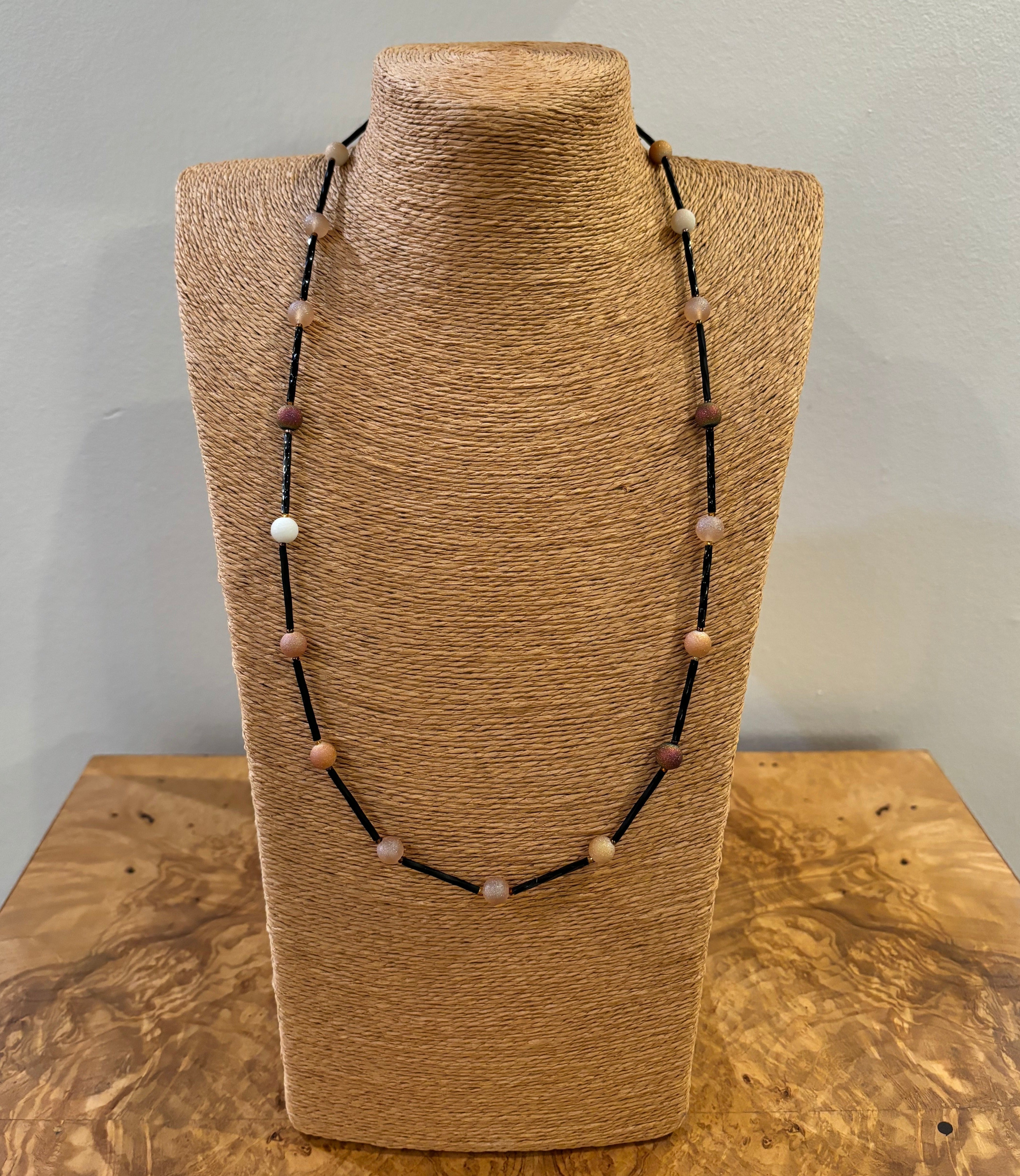 Ceramic and Glass Luster Bead Necklace