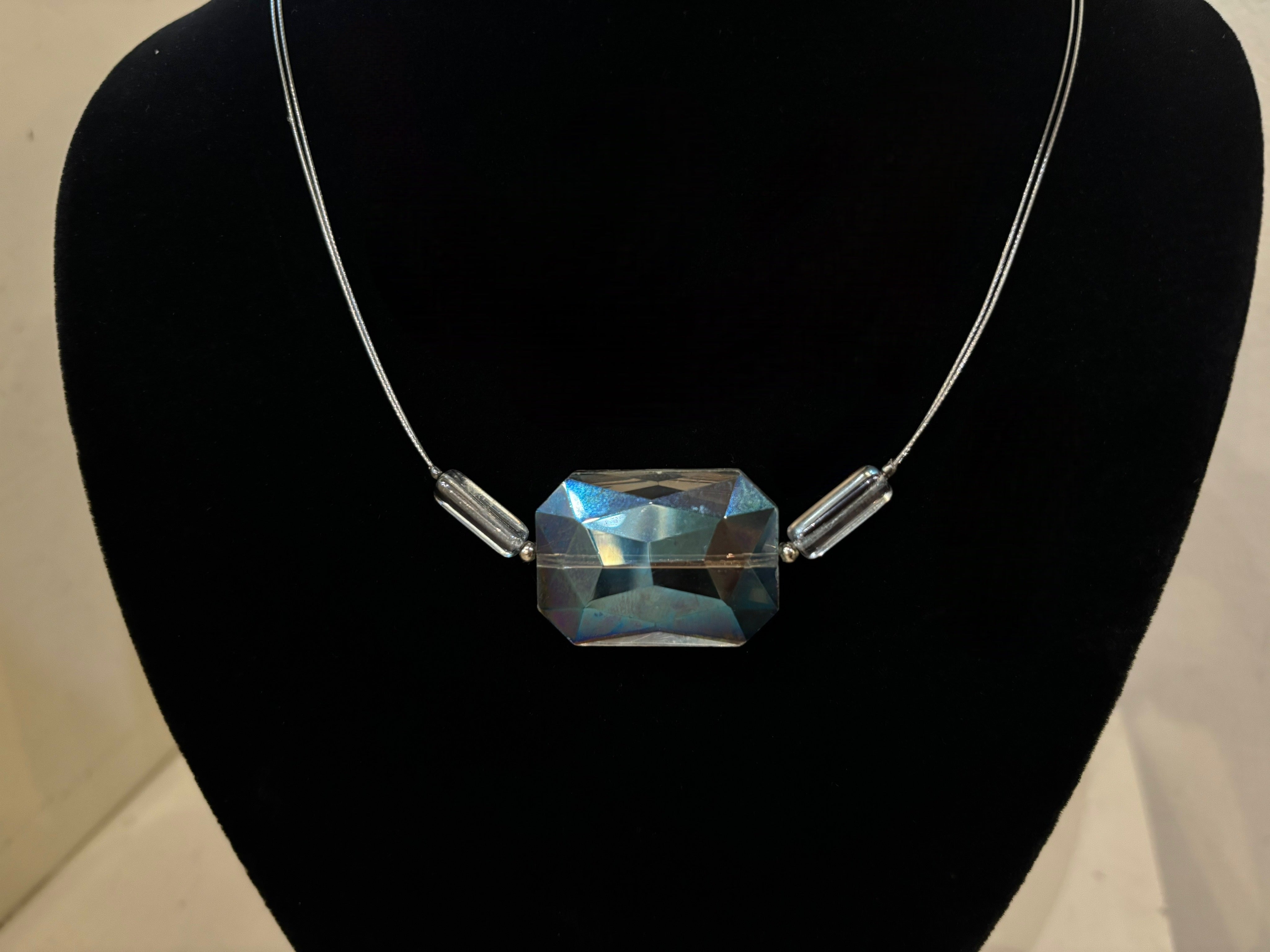 Faceted Rectangular Czech Crystal Necklace