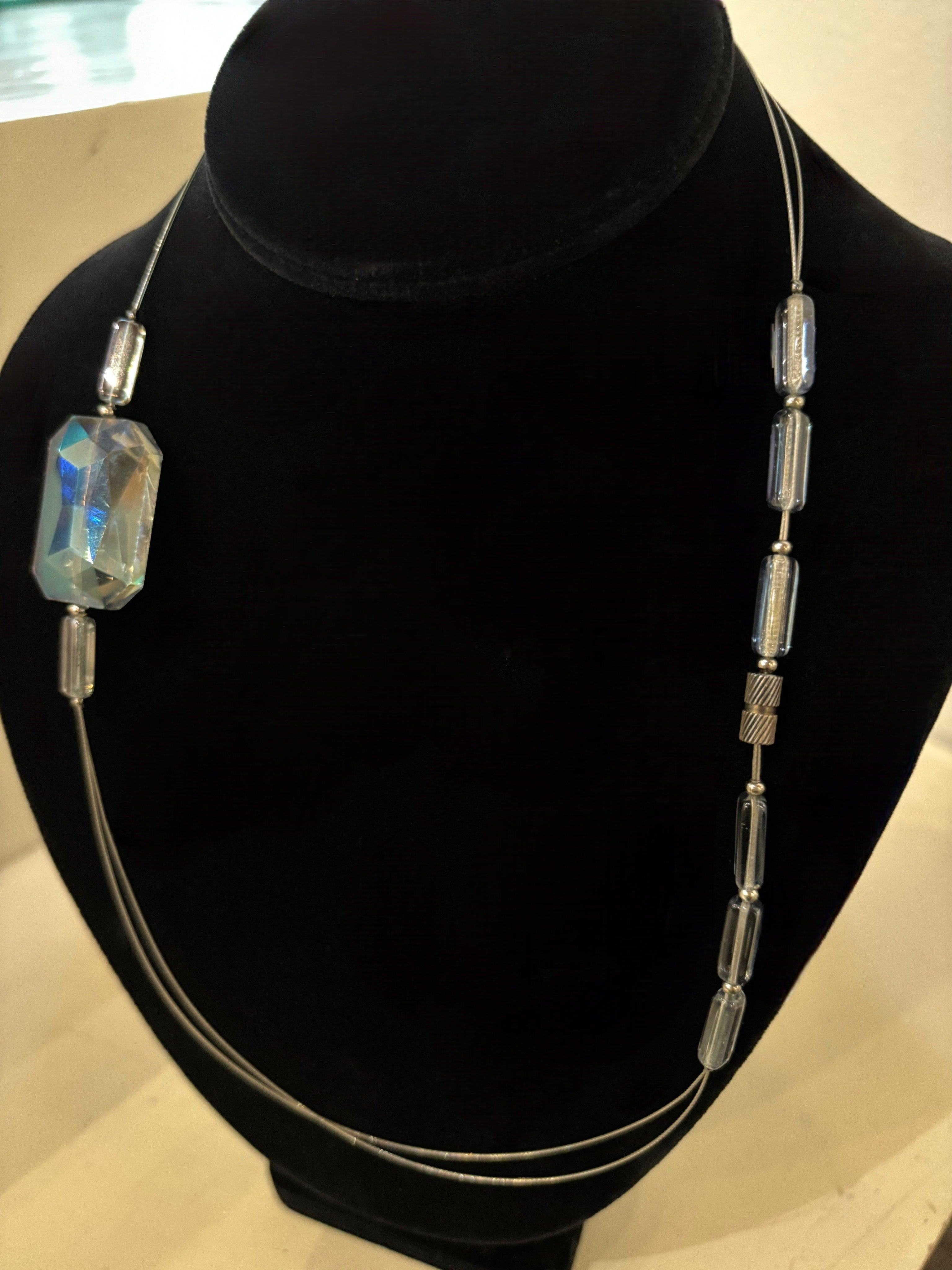 Faceted Rectangular Czech Crystal Necklace