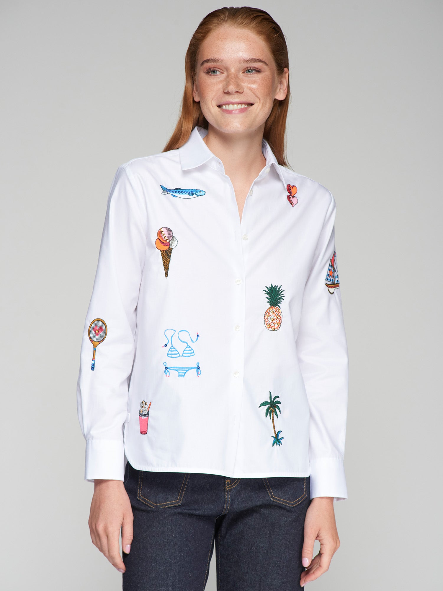 SHIRT ISA EMB WHITE TWILL