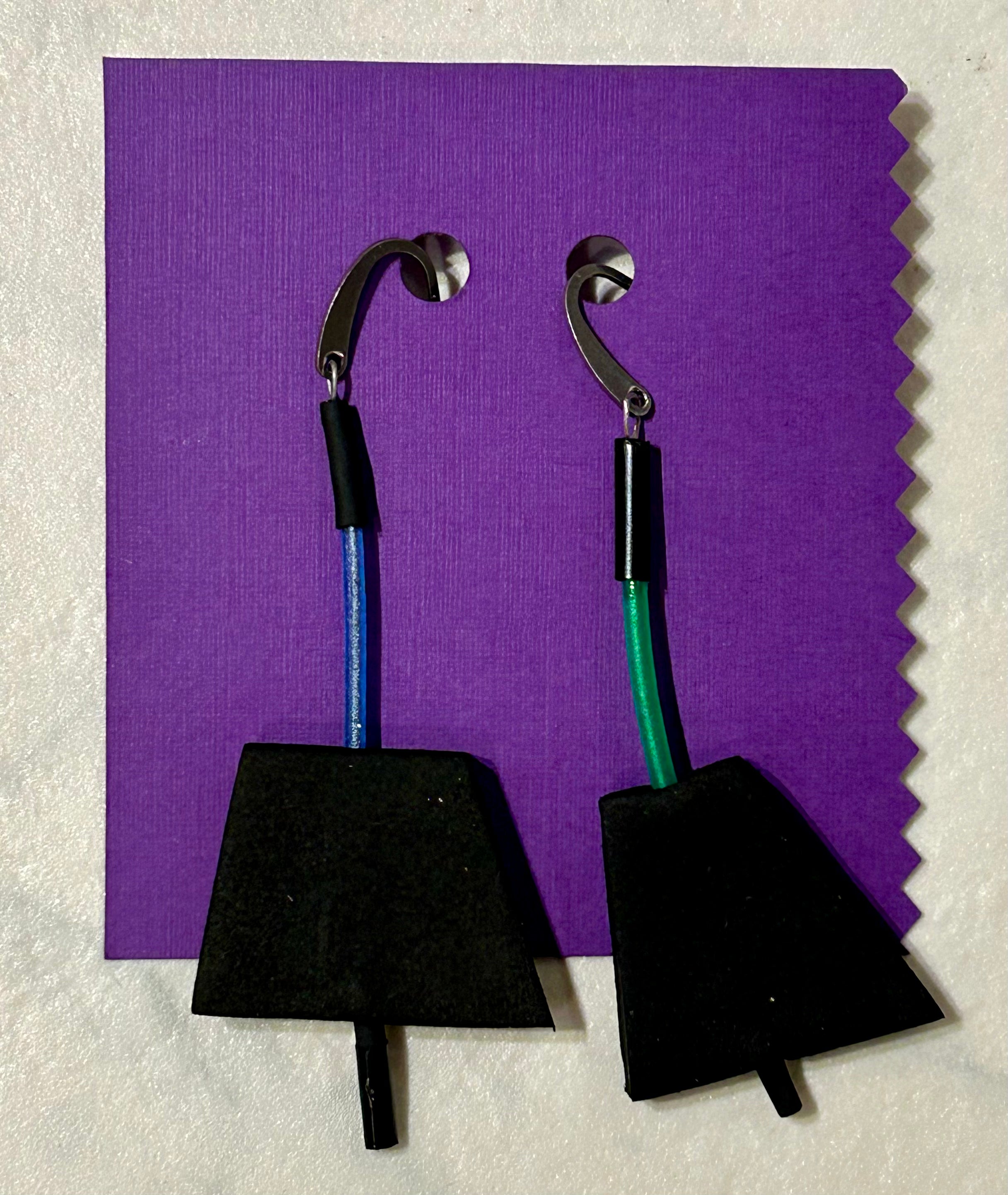 Black Foam and Rubber Cord Earrings