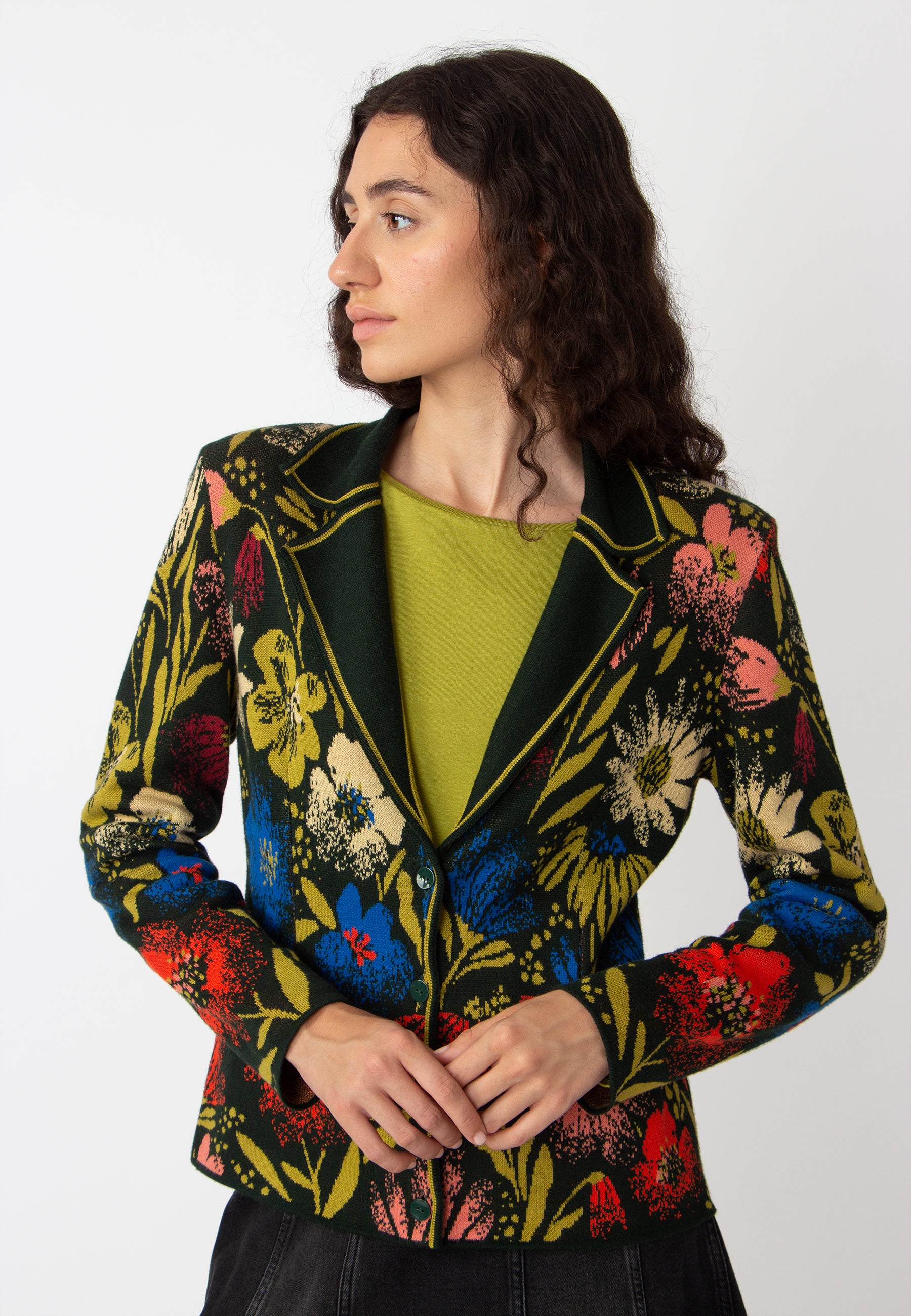 Jacquard Jacket, Floral Pattern