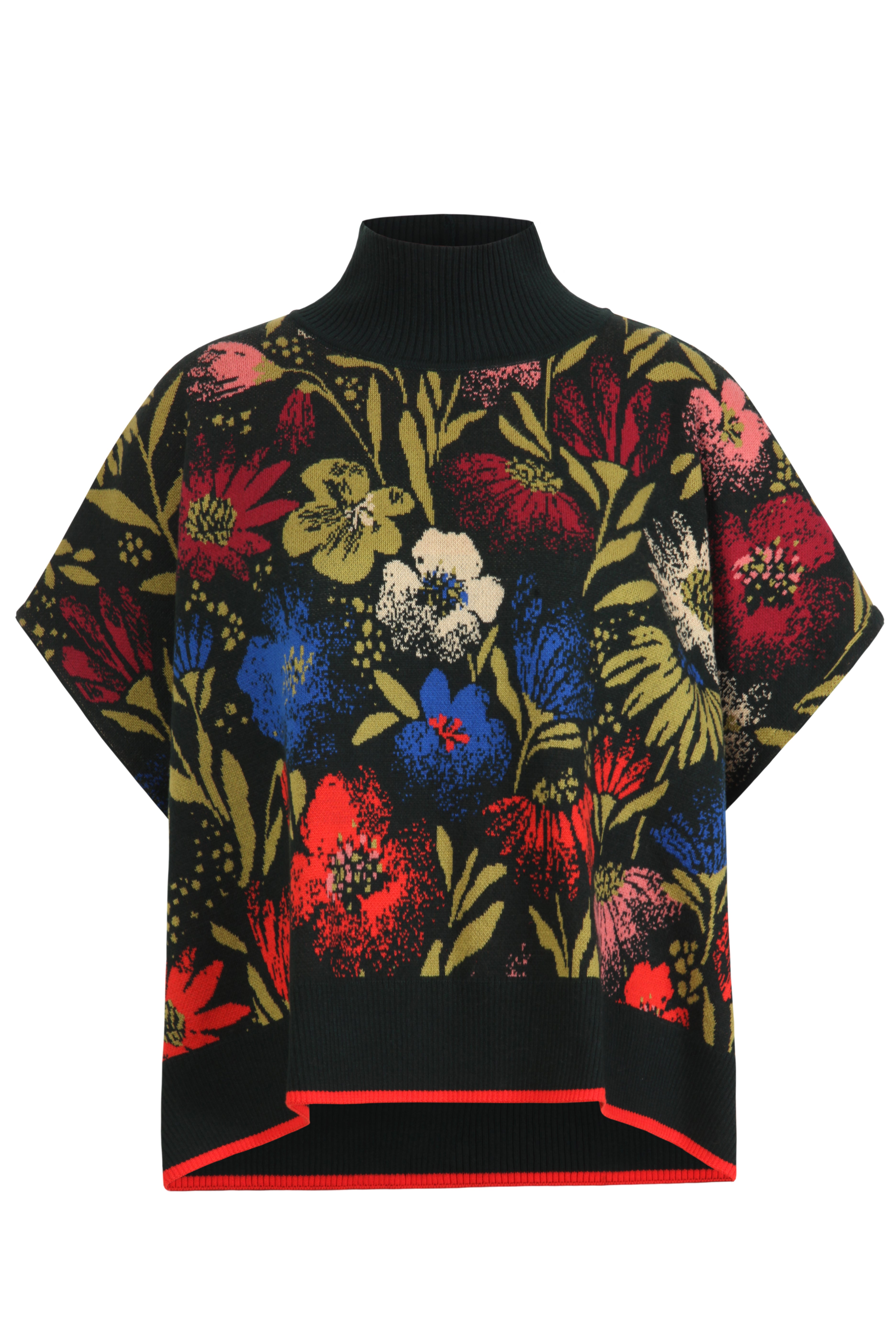 Floral Pattern Poncho