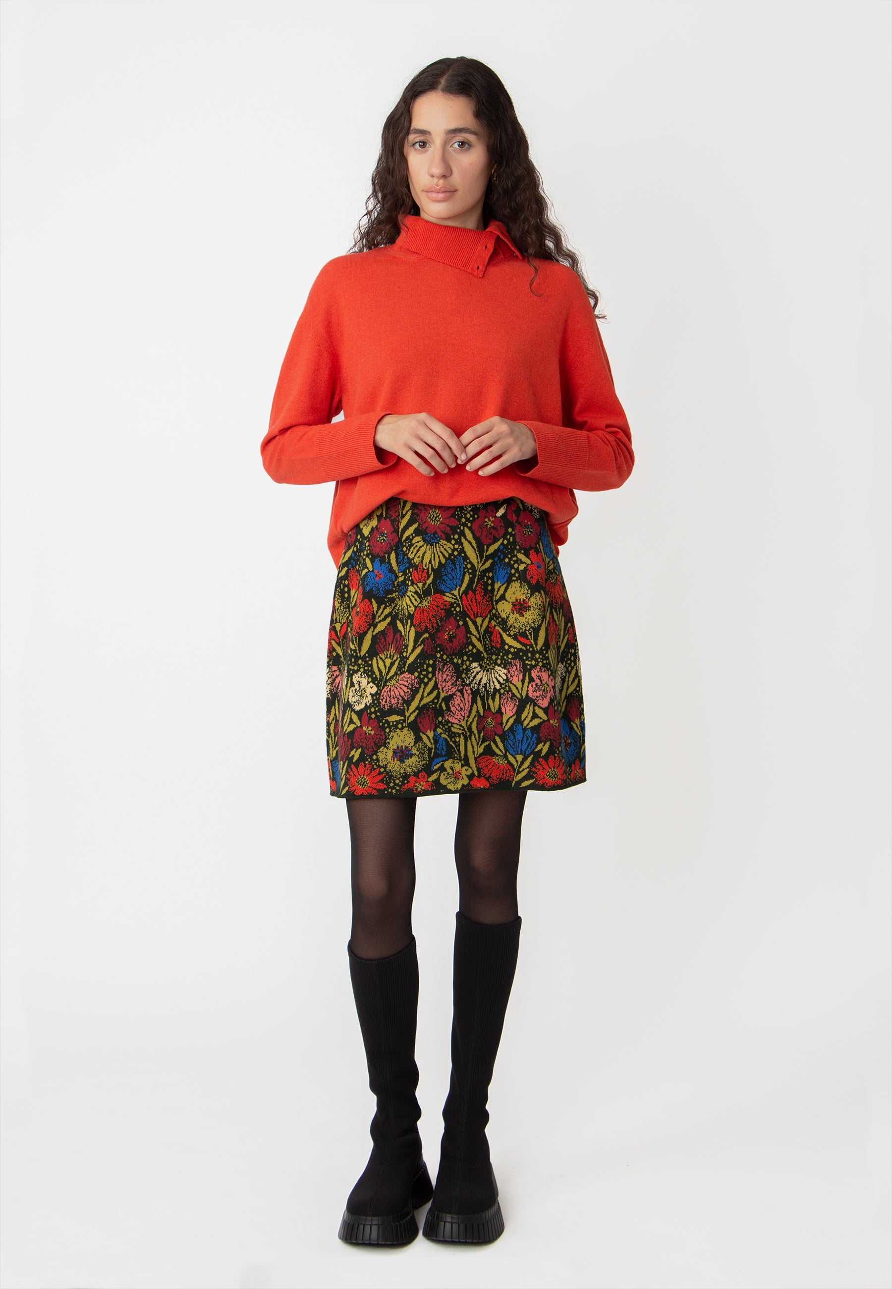 Floral Pattern Jacquard Skirt