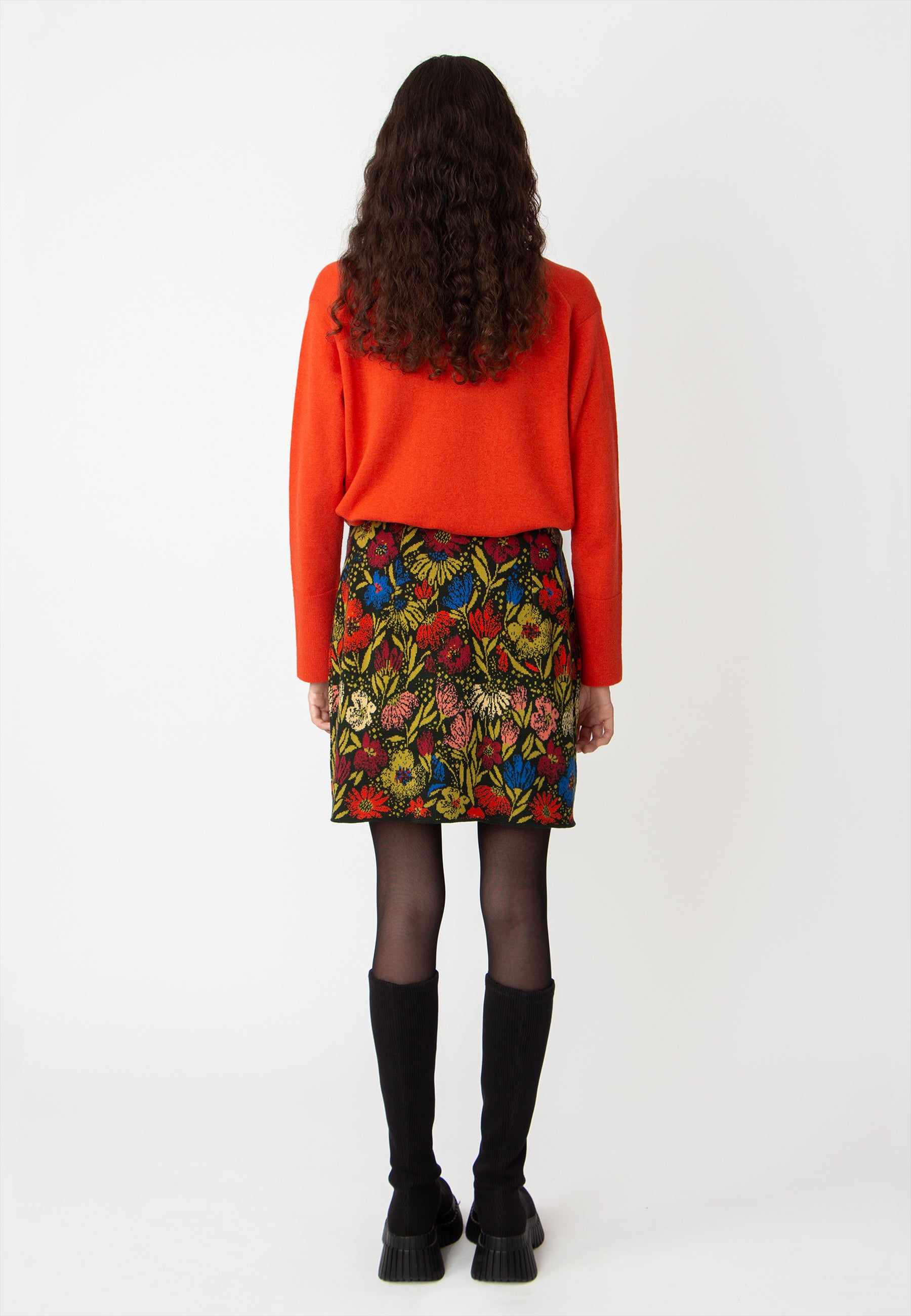 Floral Pattern Jacquard Skirt