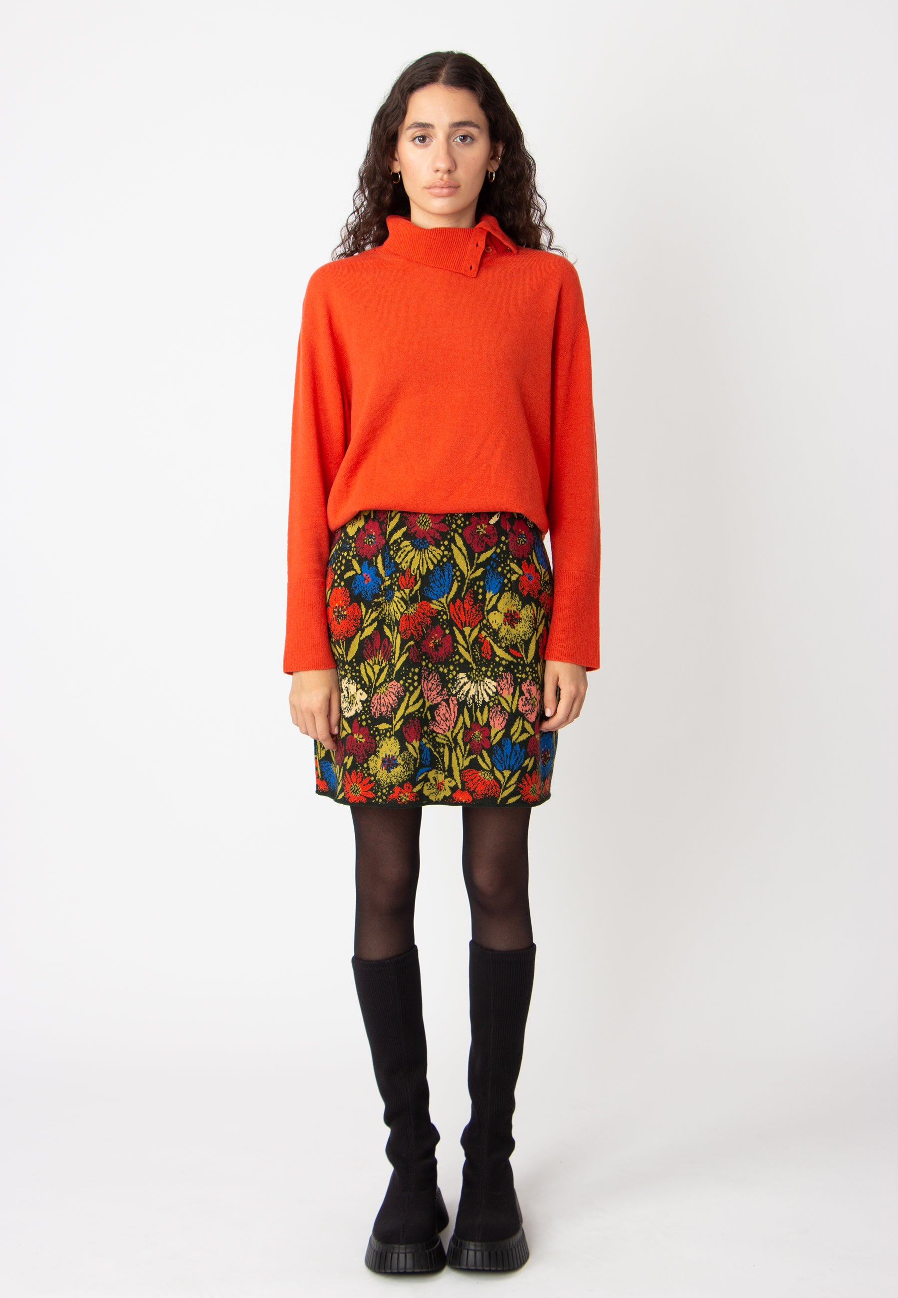 Floral Pattern Jacquard Skirt