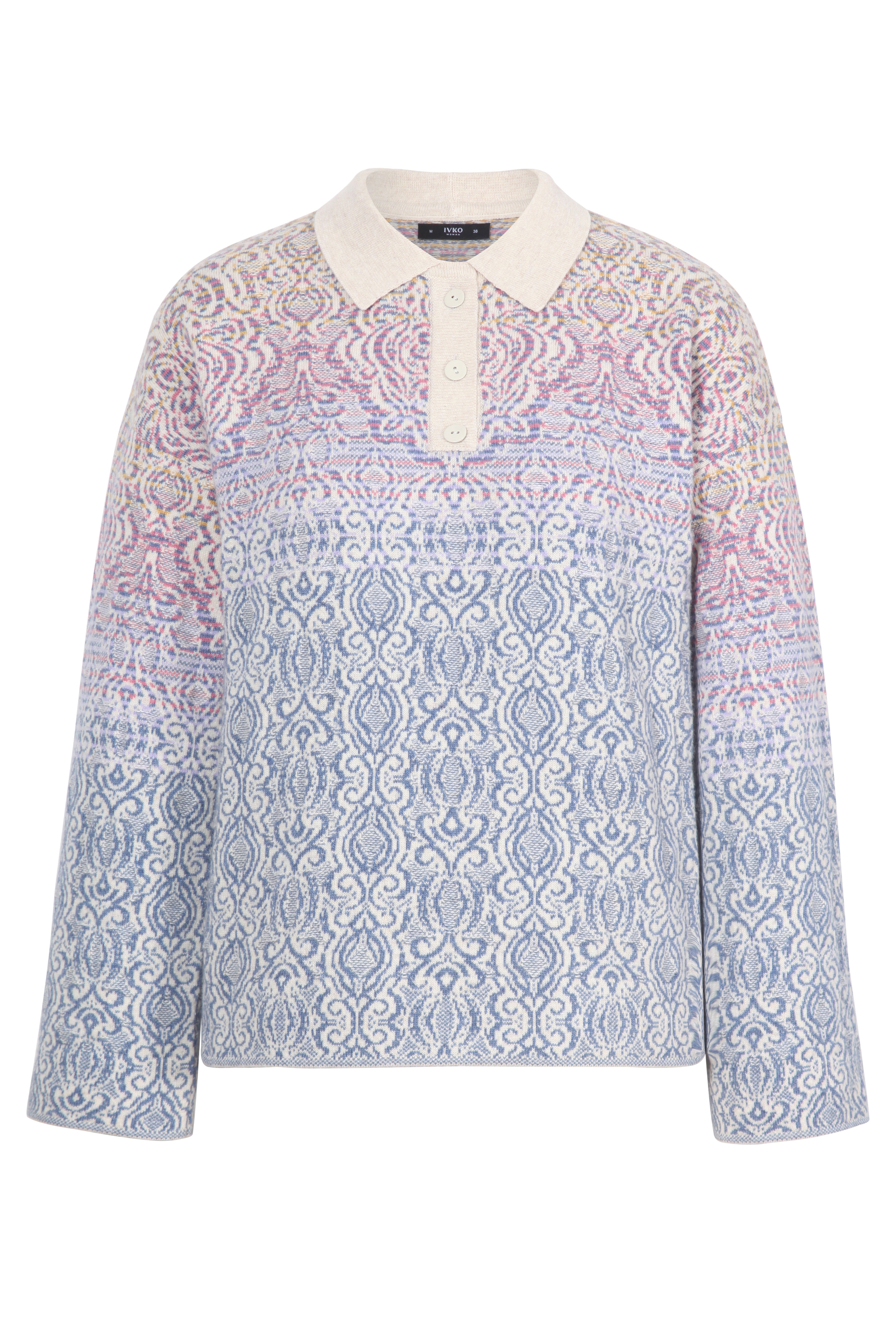 Pullover with Collar, Ornament Pattern