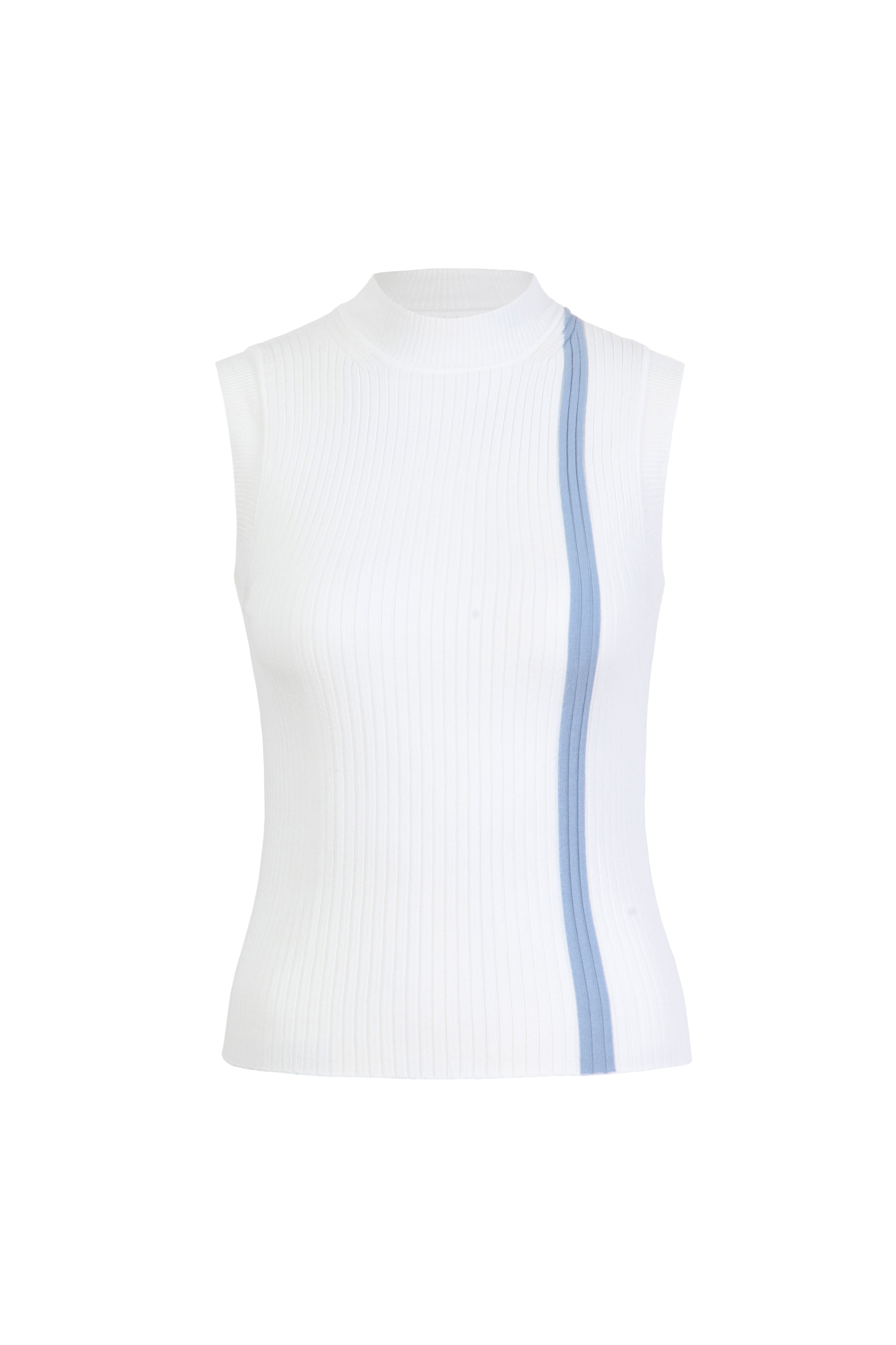 Ribbed Stripe Sleeveless Knit Shirt by IVKO