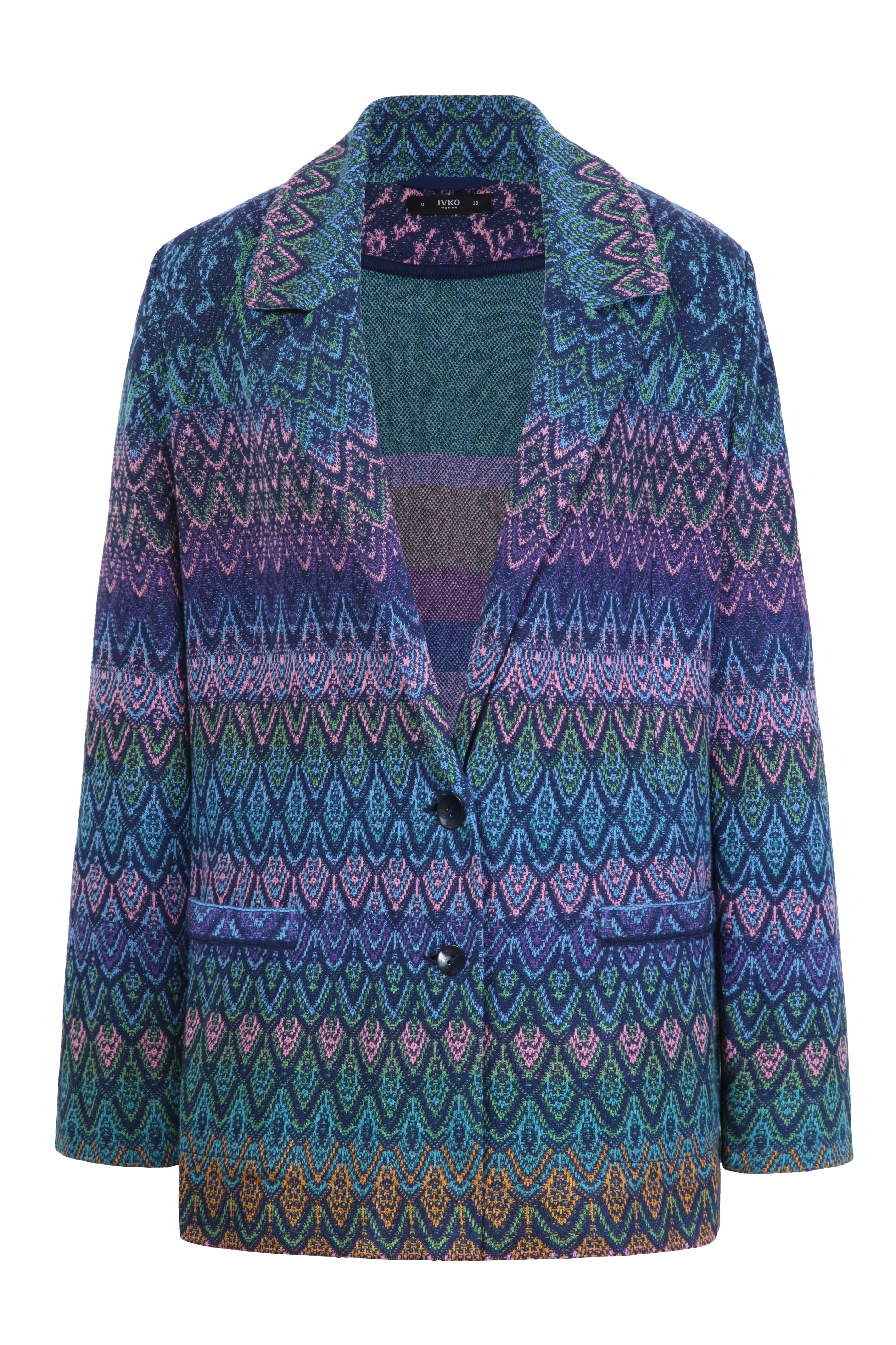 Ornament Pattern Jacquard Knit Blazer Marine Colorway