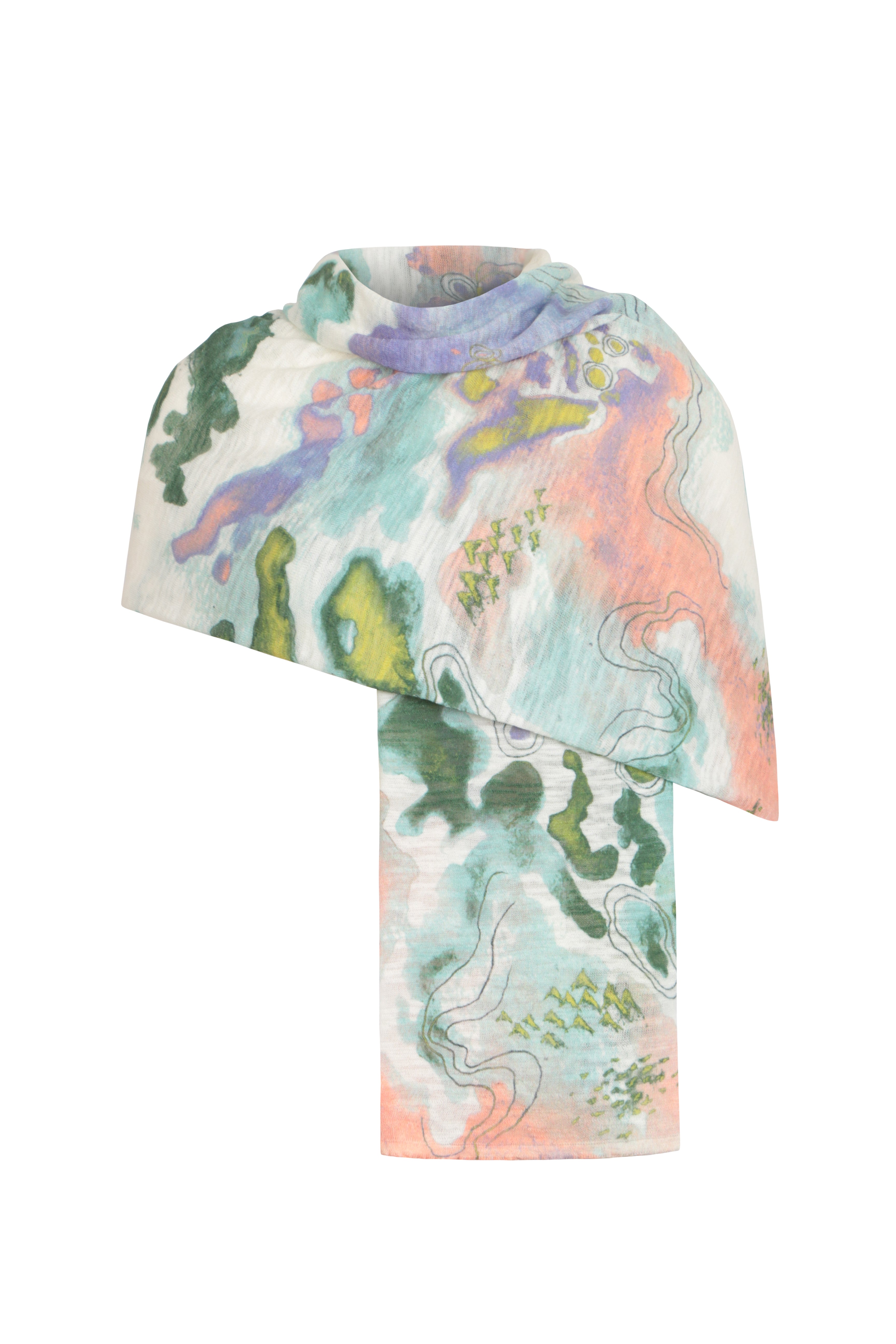 251680 · Printed Scarf, Terrain Pattern