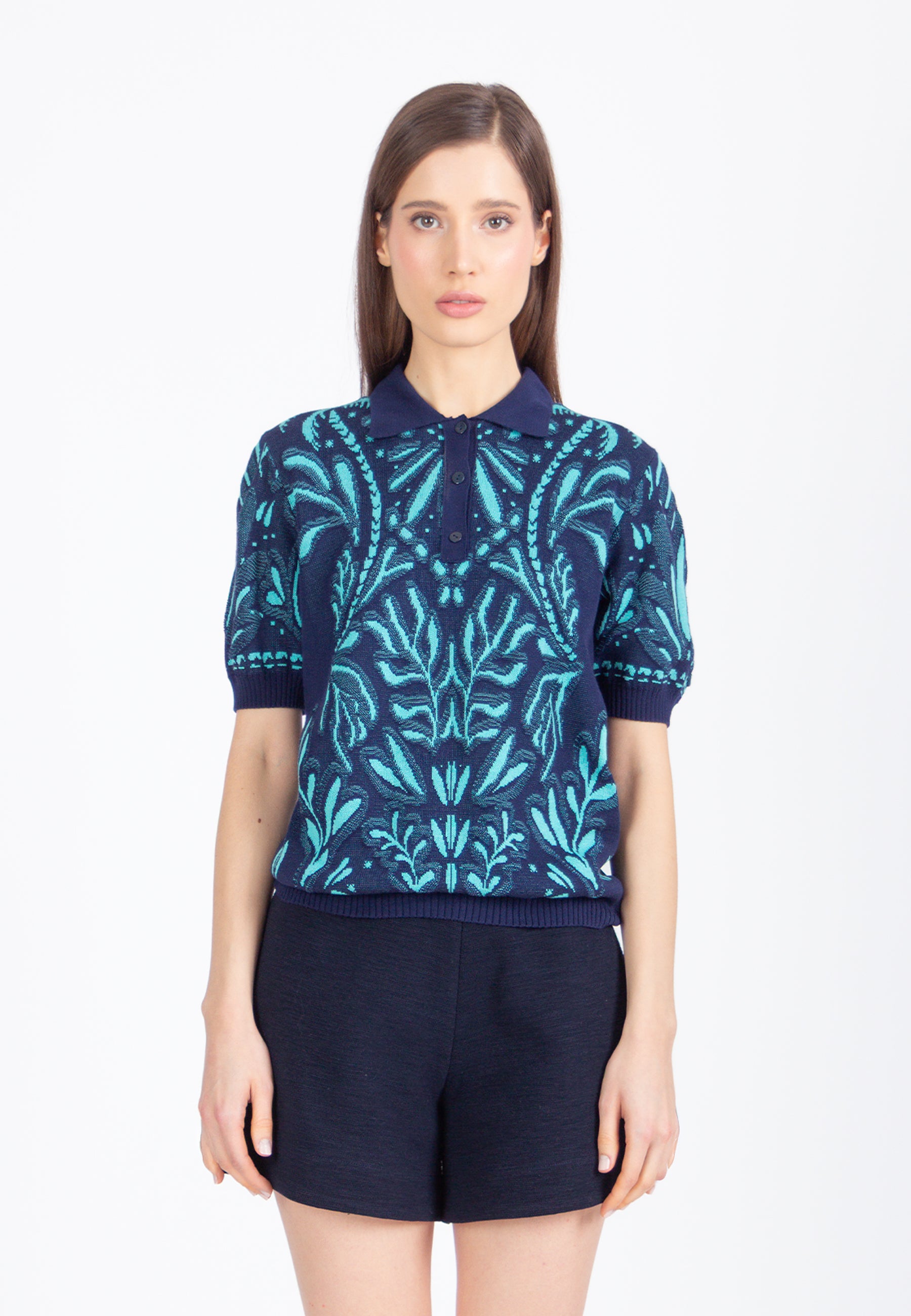 Jacquard Pullover, Urban Botanic Pattern