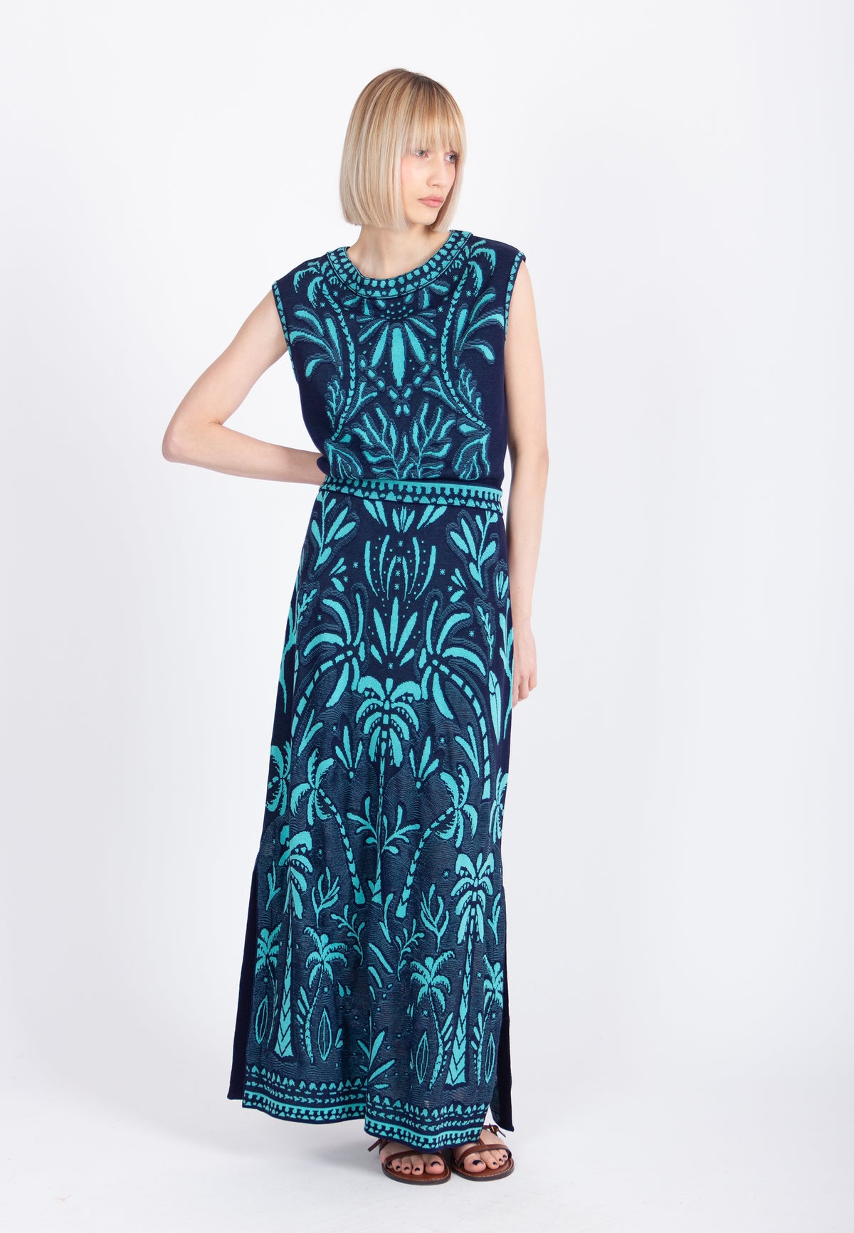 Jacquard Dress, Urban Botanic Pattern