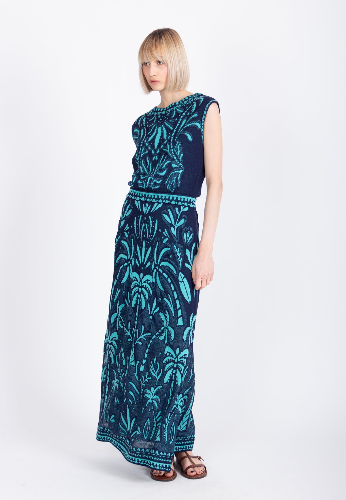Jacquard Dress, Urban Botanic Pattern