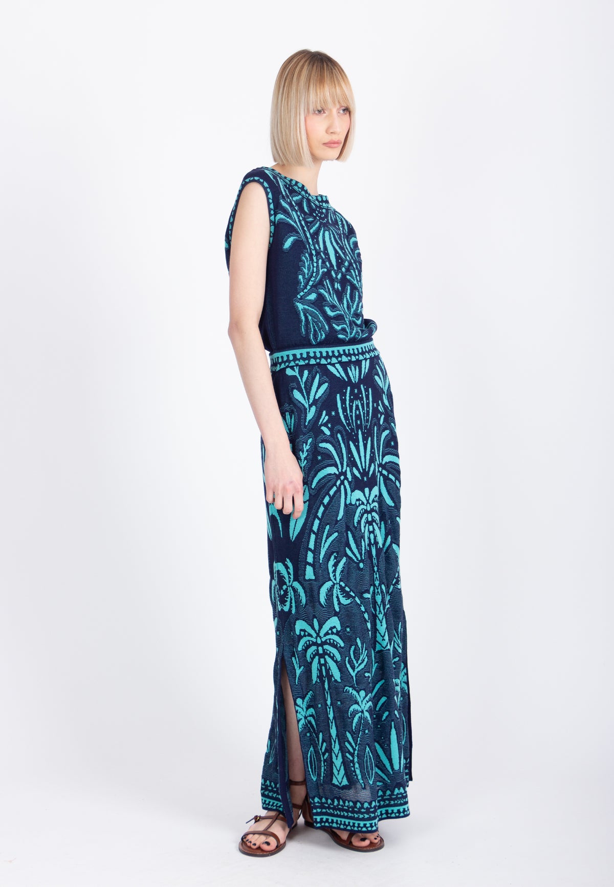 Jacquard Dress, Urban Botanic Pattern
